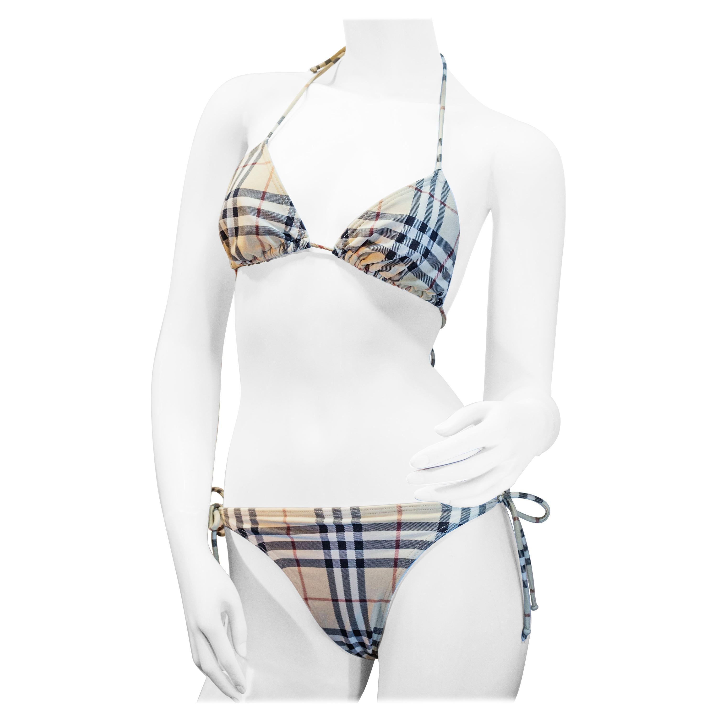 Classic Burberry Check pattern slim fit bikini size medium tall 