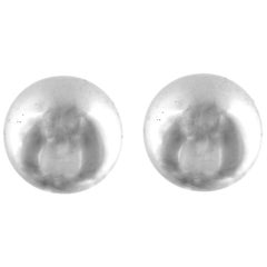 Classic Button Design Earrings in 18K White Gold