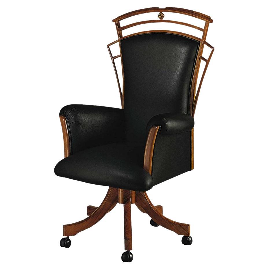 Classic by Carpanelli Office Armchair in wood and leather For Sale