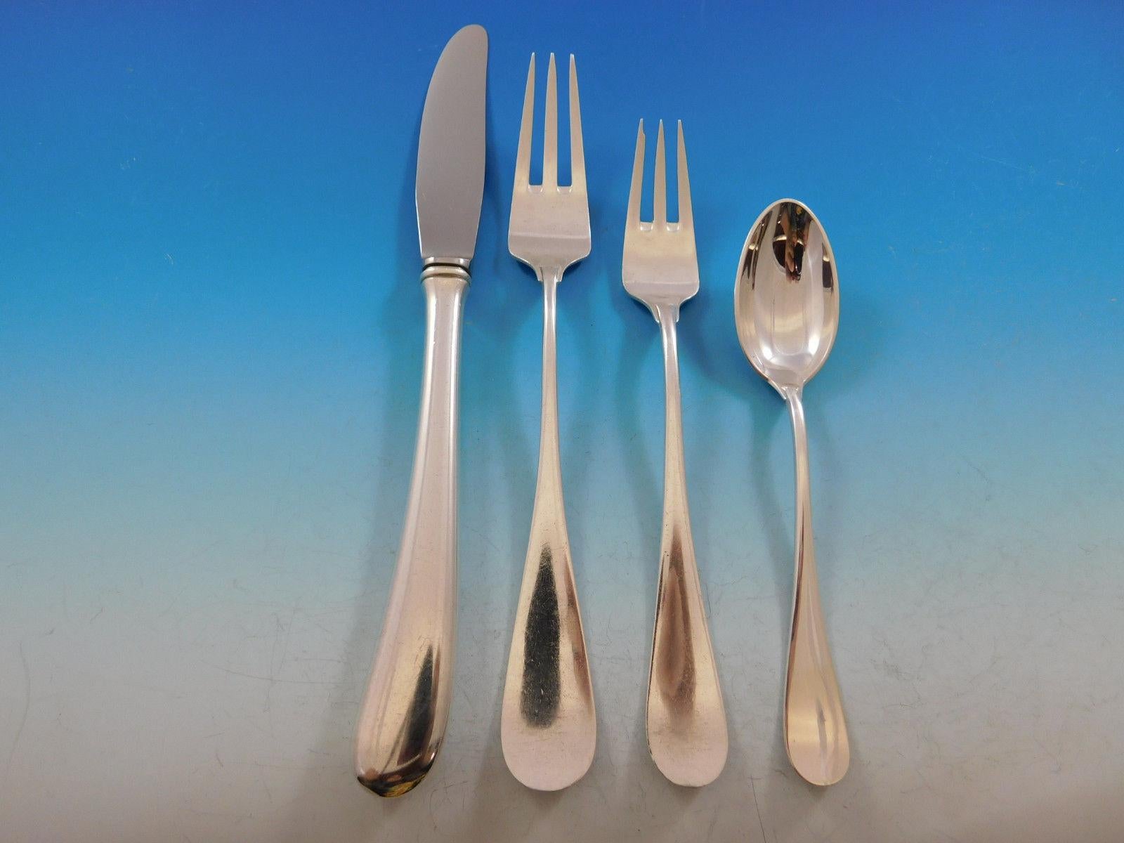 Classic by Michelsen Sterling Silver Flatware Set Service 65 Pcs Modern Dinner In Excellent Condition In Big Bend, WI