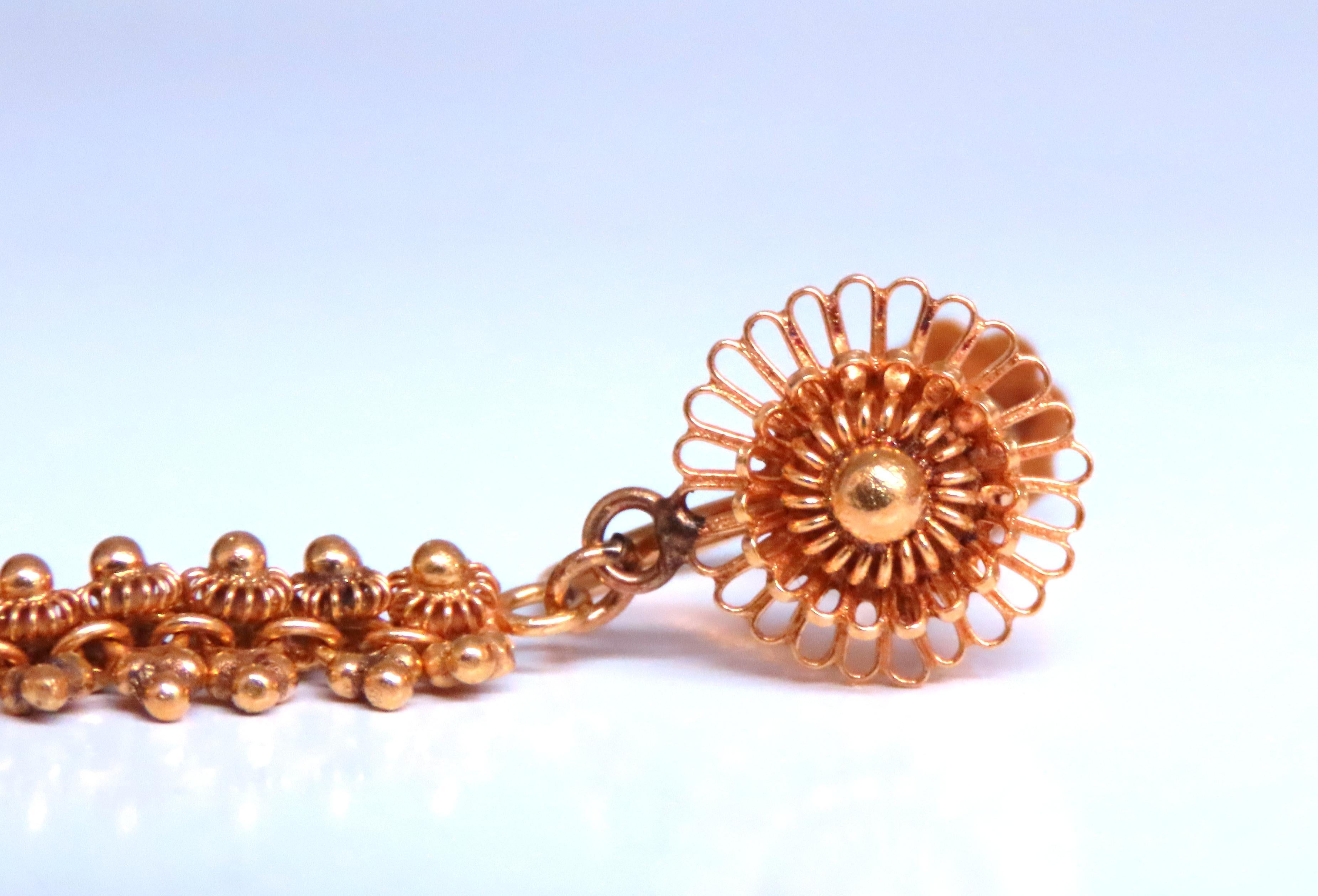 Women's Classic Byzantine Turn Screw Non Pierce Dangle Earrings 18Kt Gold Ref 12375 For Sale