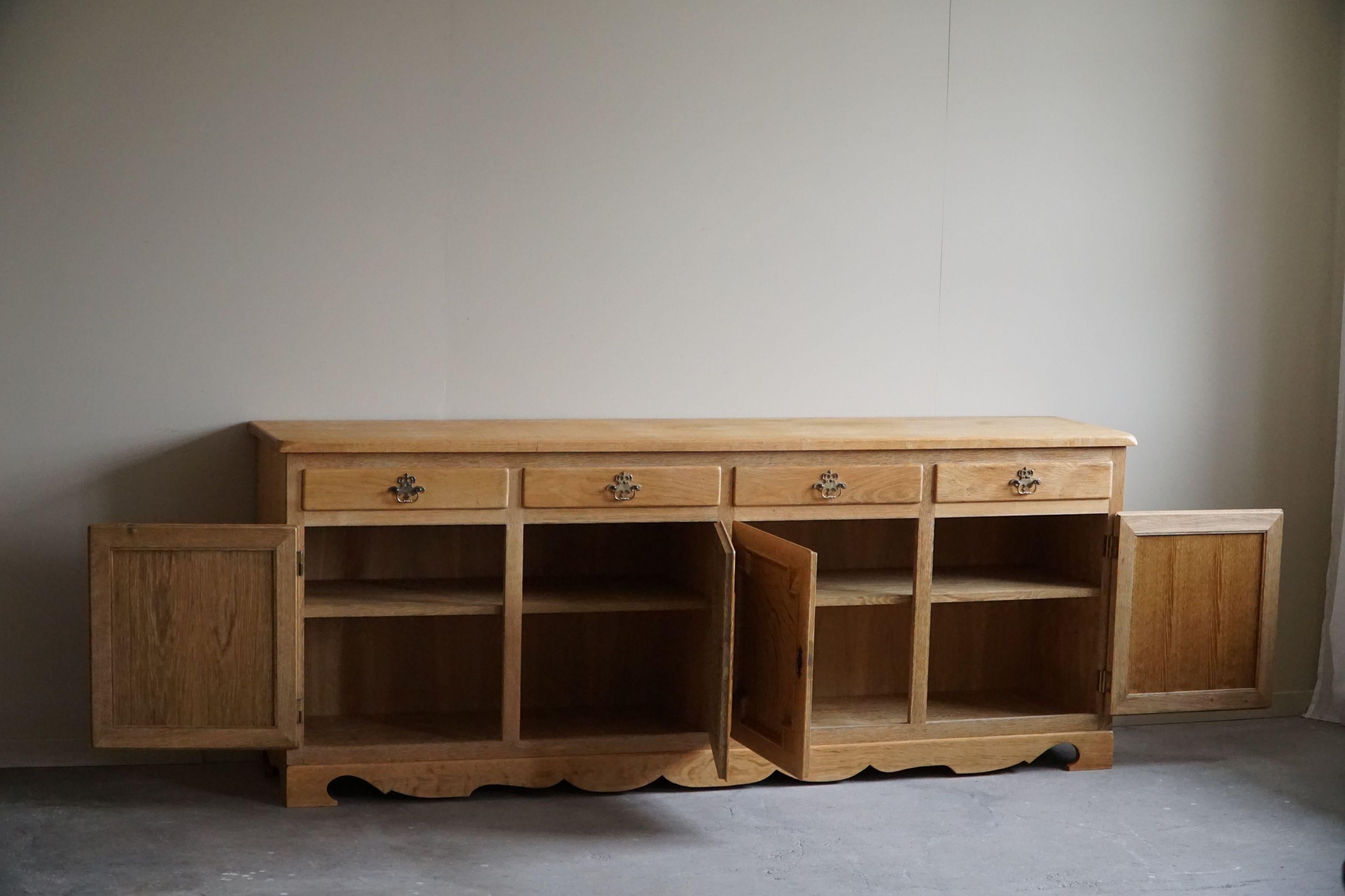 Brutalist Classic Cabinet / Sideboard Made in Oak, Danish Mid Century Modern Buffet, 1960s