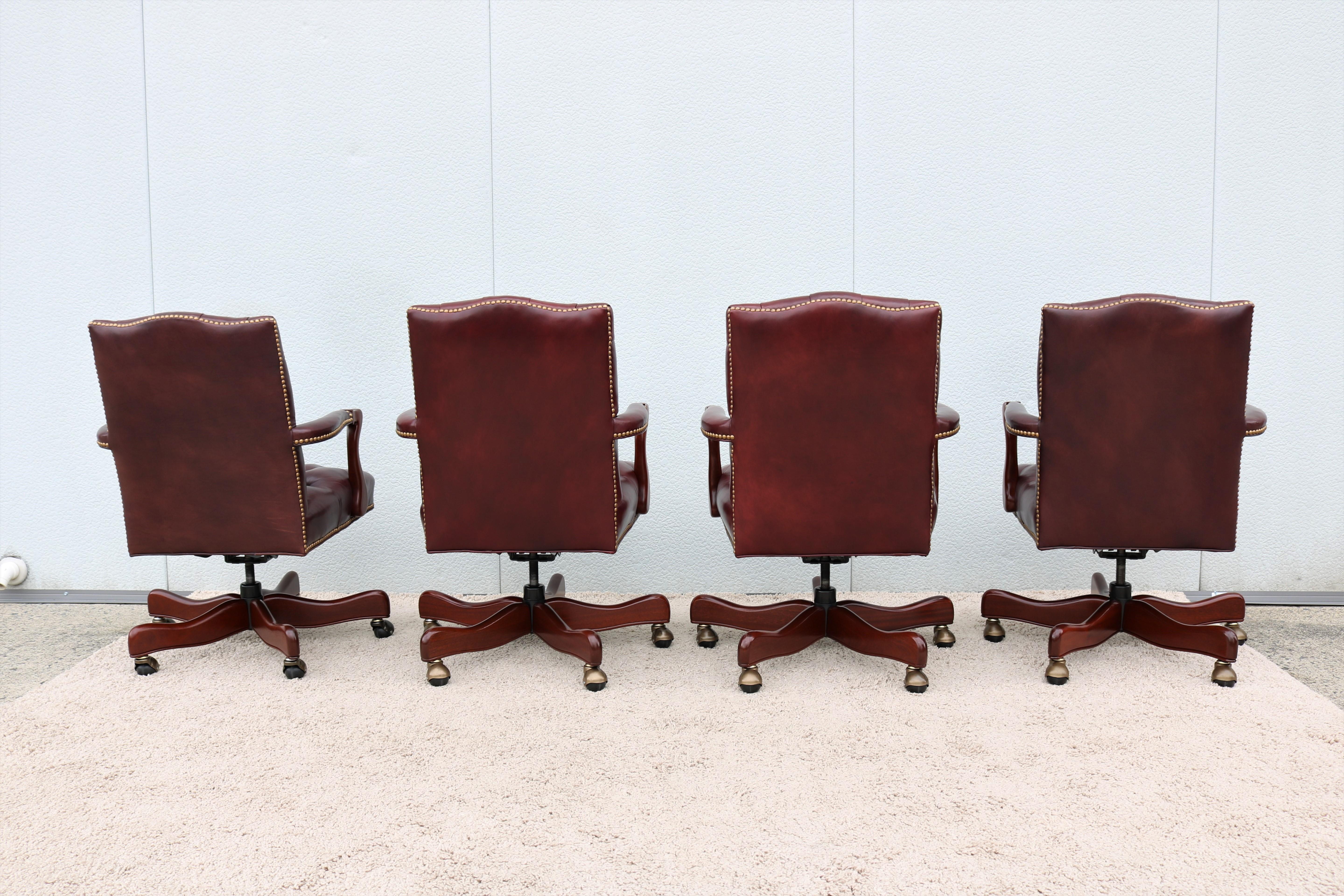 Classic Cabot Wrenn Graham Tufted Burgundy Leather Executive Swivel Desk Chair For Sale 2