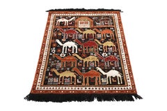 Rug & Kilim's Classic Camel Motif Custom Rug in Orange Brown Caucasian Pattern