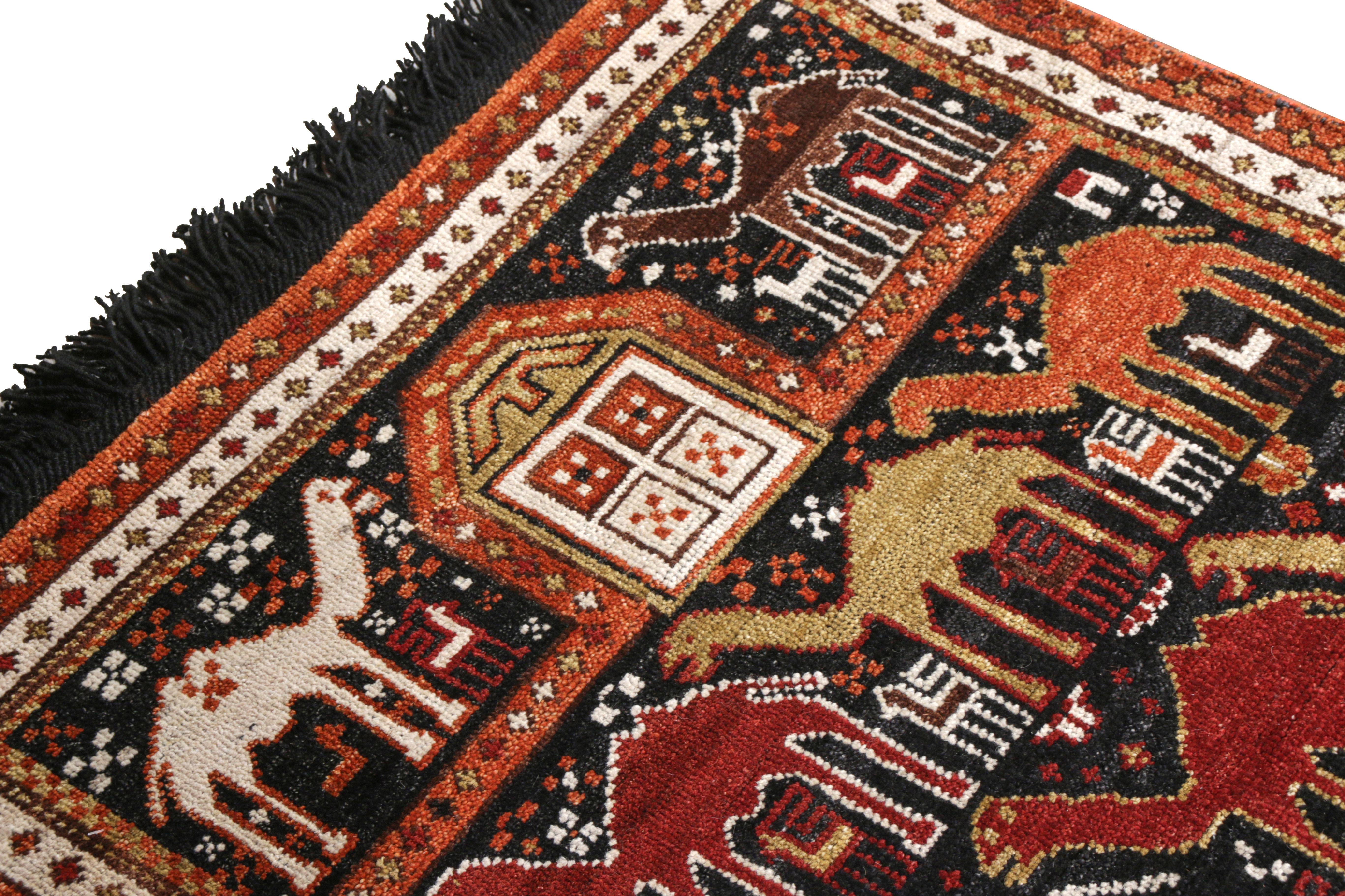 Tribal Rug & Kilim's Classic Camel Motif Custom Rug in Orange Brown Caucasian Pattern