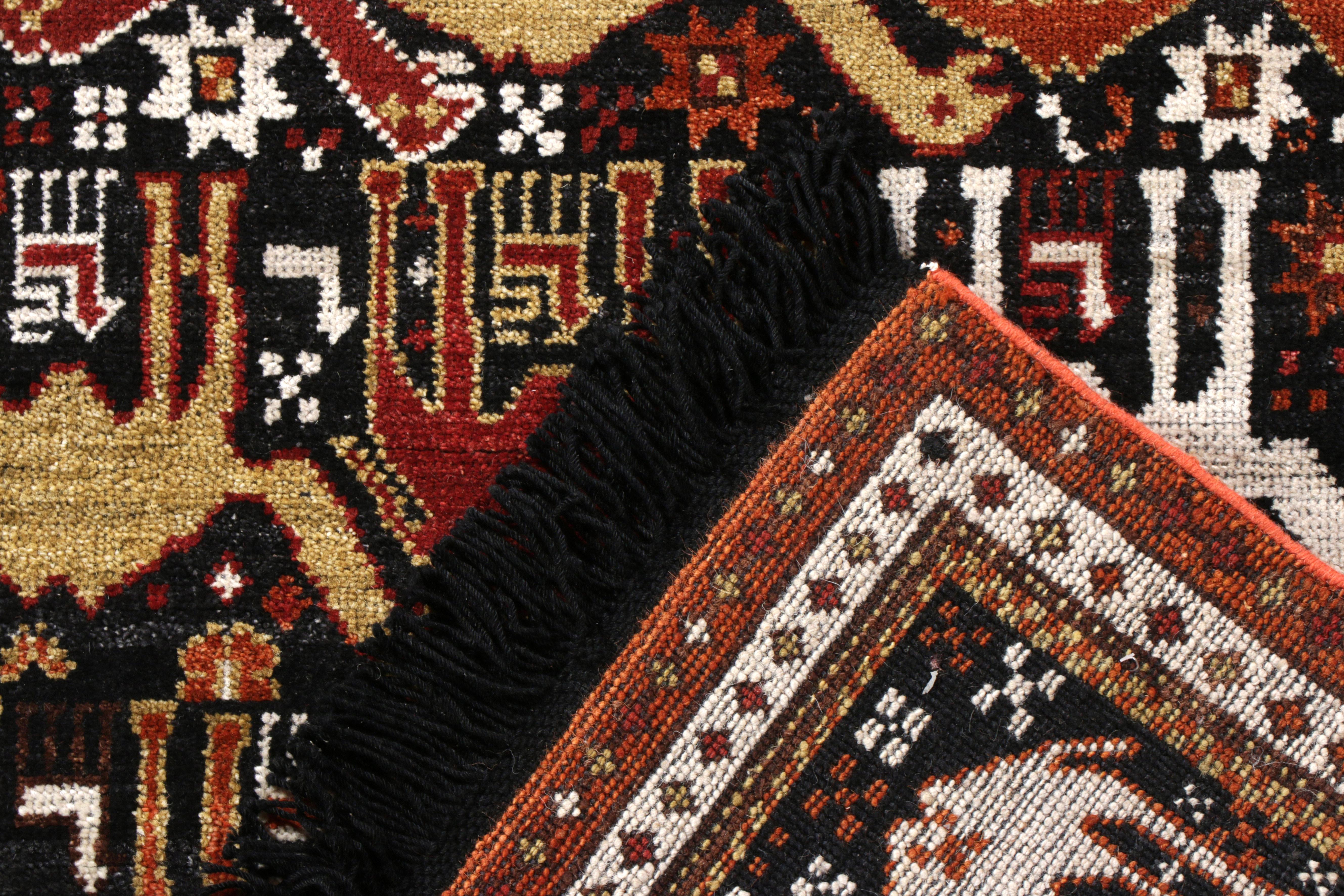 Hand-Knotted Rug & Kilim's Classic Camel Motif Custom Rug in Orange Brown Caucasian Pattern