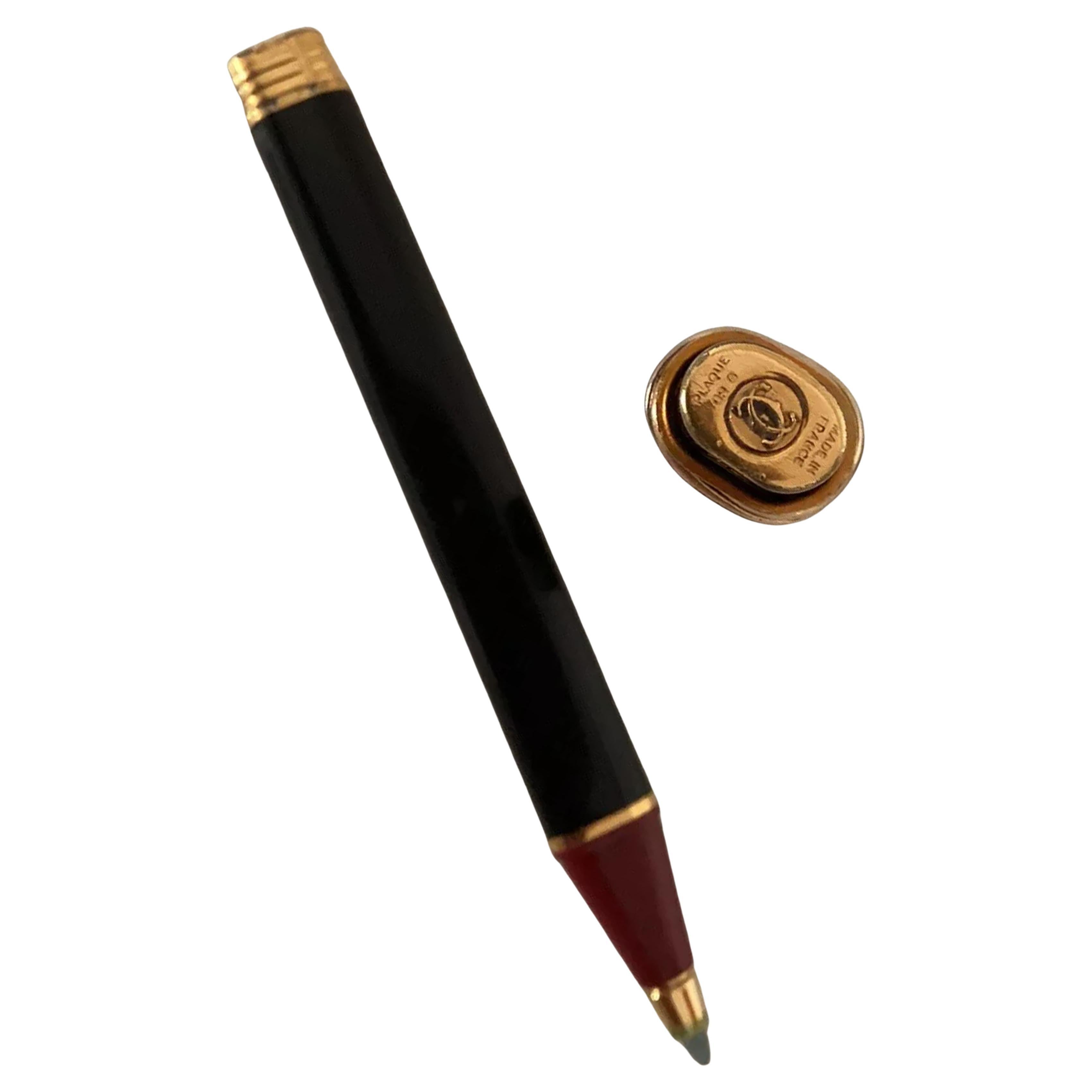 Classic Cartier 18ct Gold Plated Black Vendome Trinity Rollerball Pen & Box For Sale 6