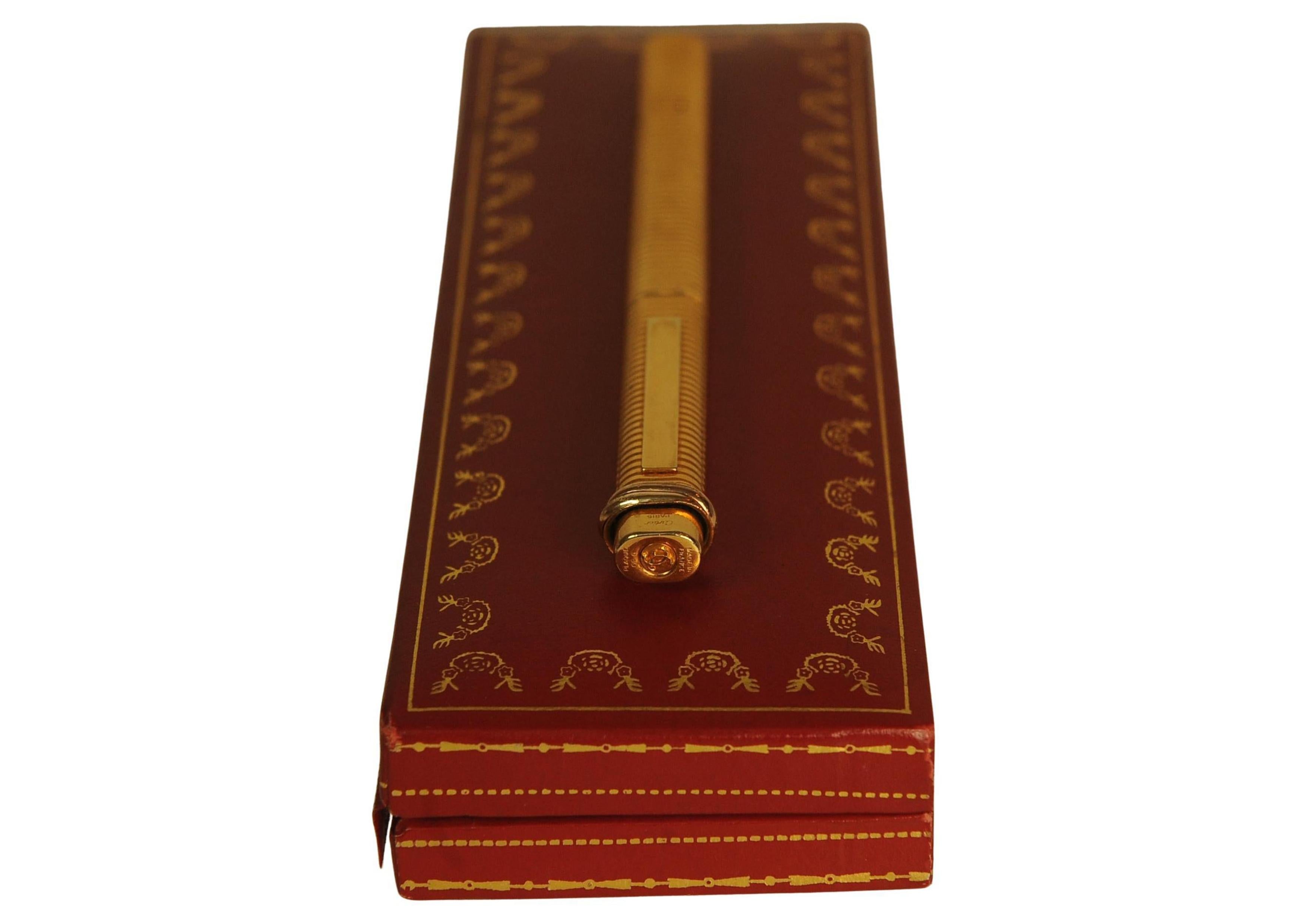 Classic Cartier 18ct Gold Plated Vendome Trinity Pen & Box For Sale 3