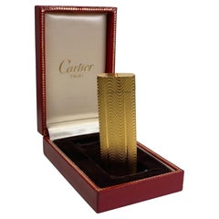 Classic Cartier 18ct Gold Plated Cigarette Lighter & Red Cartier Box Serviced