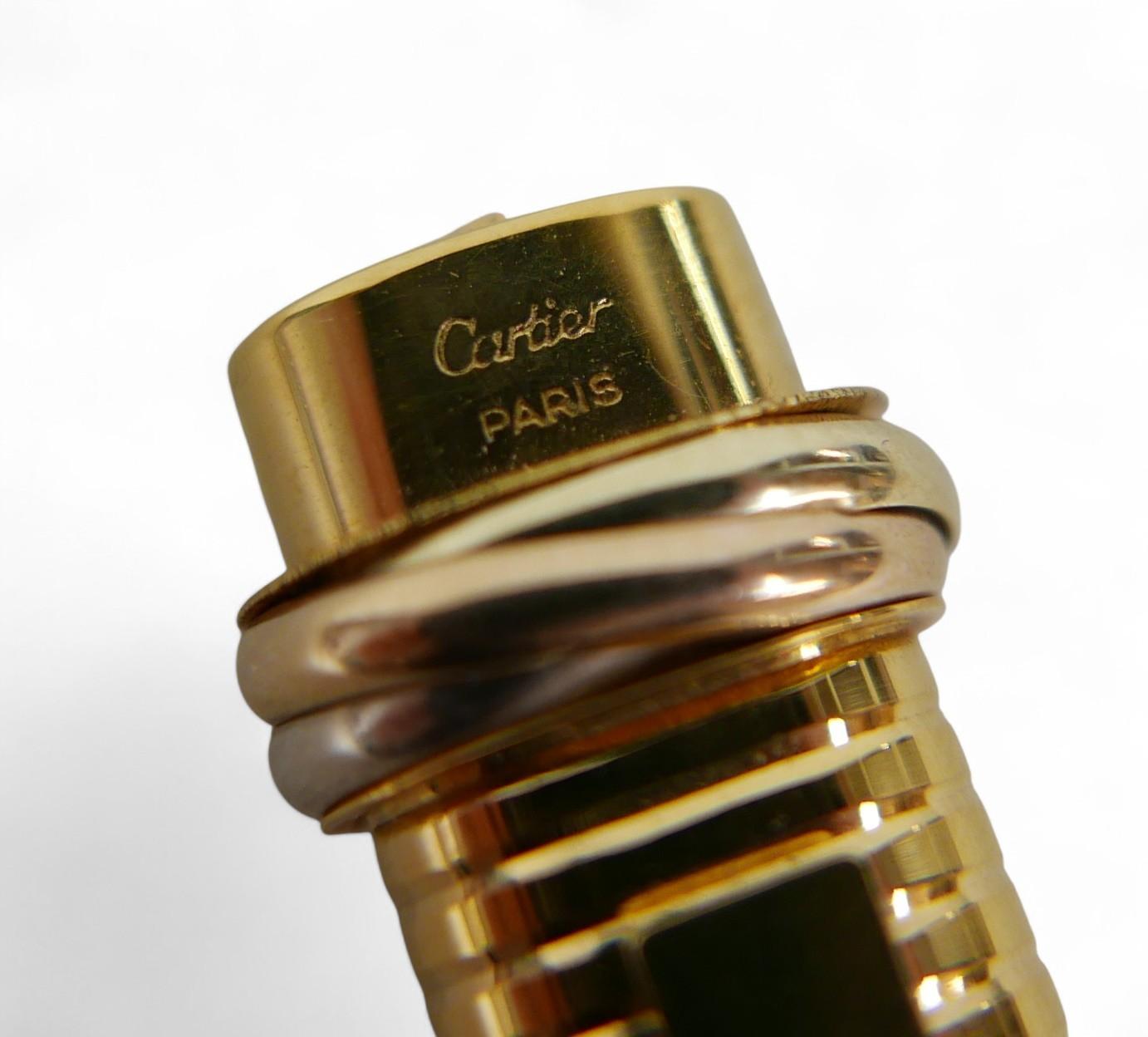Classic Cartier 18ct Gold Plated Vendome Trinity Ballpoint Pen & Cartier Box In Good Condition For Sale In Reading, Berkshire