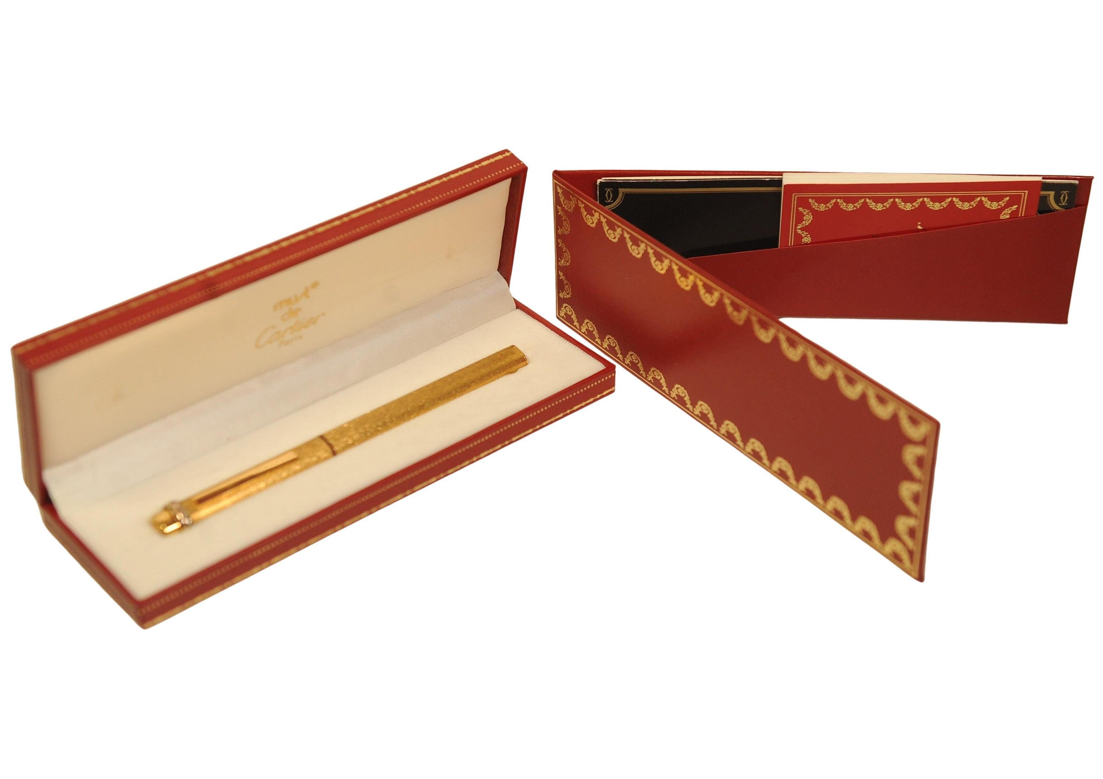 Klassische Cartier 18ct Gold plattiert Vendome Trinity Rollerball Pen & Box (Französisch) im Angebot