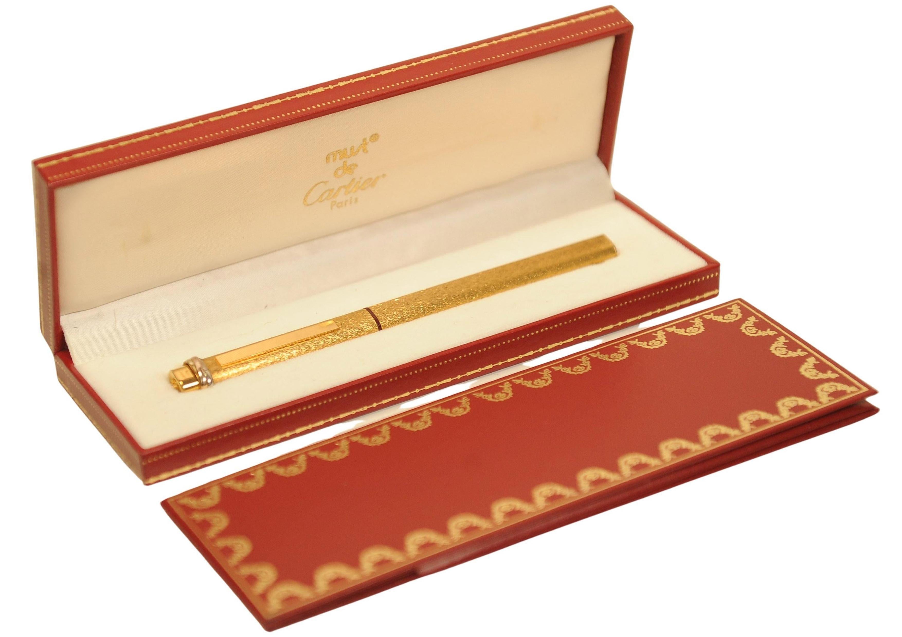 Classic Cartier 18ct Gold Plated Vendome Trinity Rollerball Pen (20. Jahrhundert)