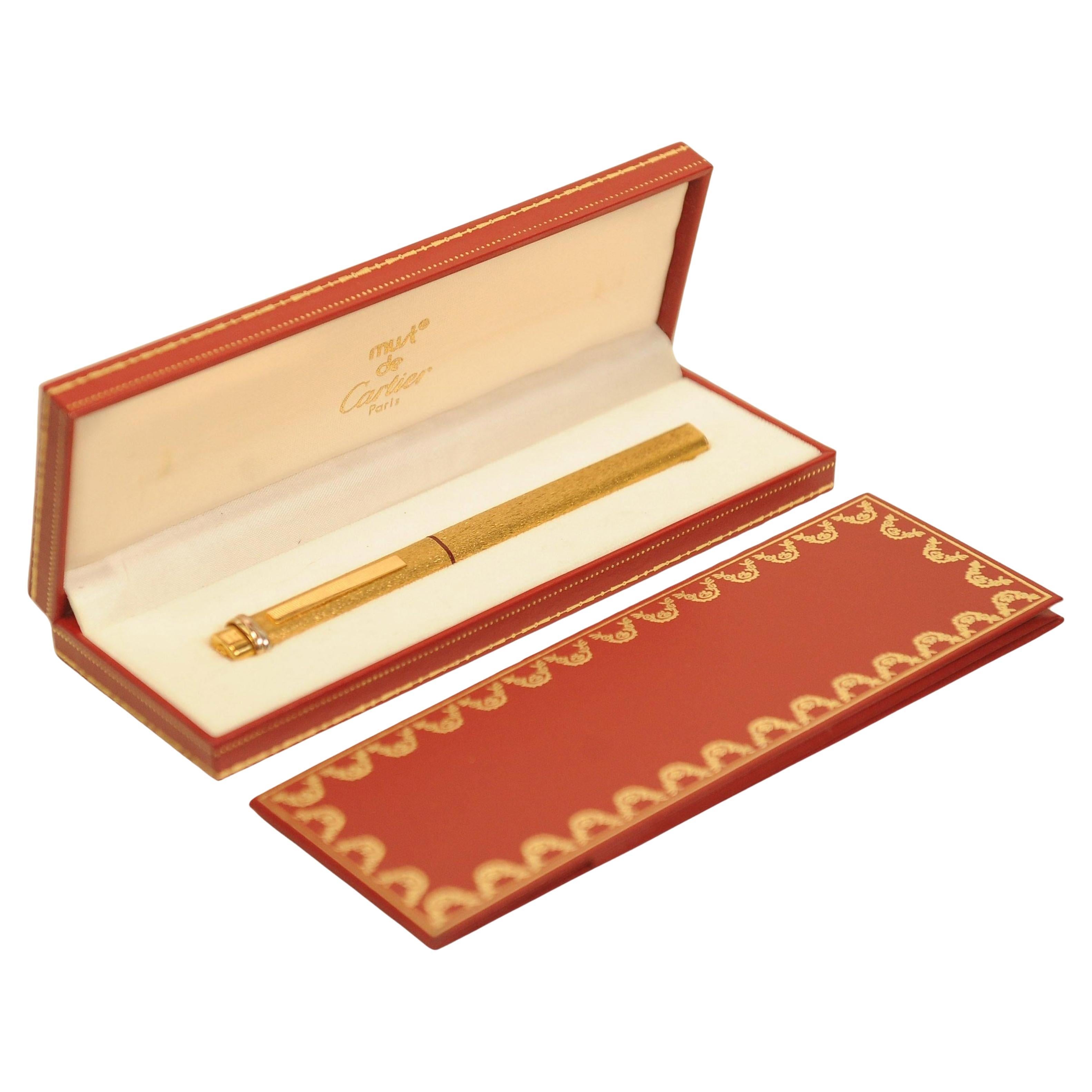 Klassische Cartier 18ct Gold plattiert Vendome Trinity Rollerball Pen & Box (Vergoldung) im Angebot
