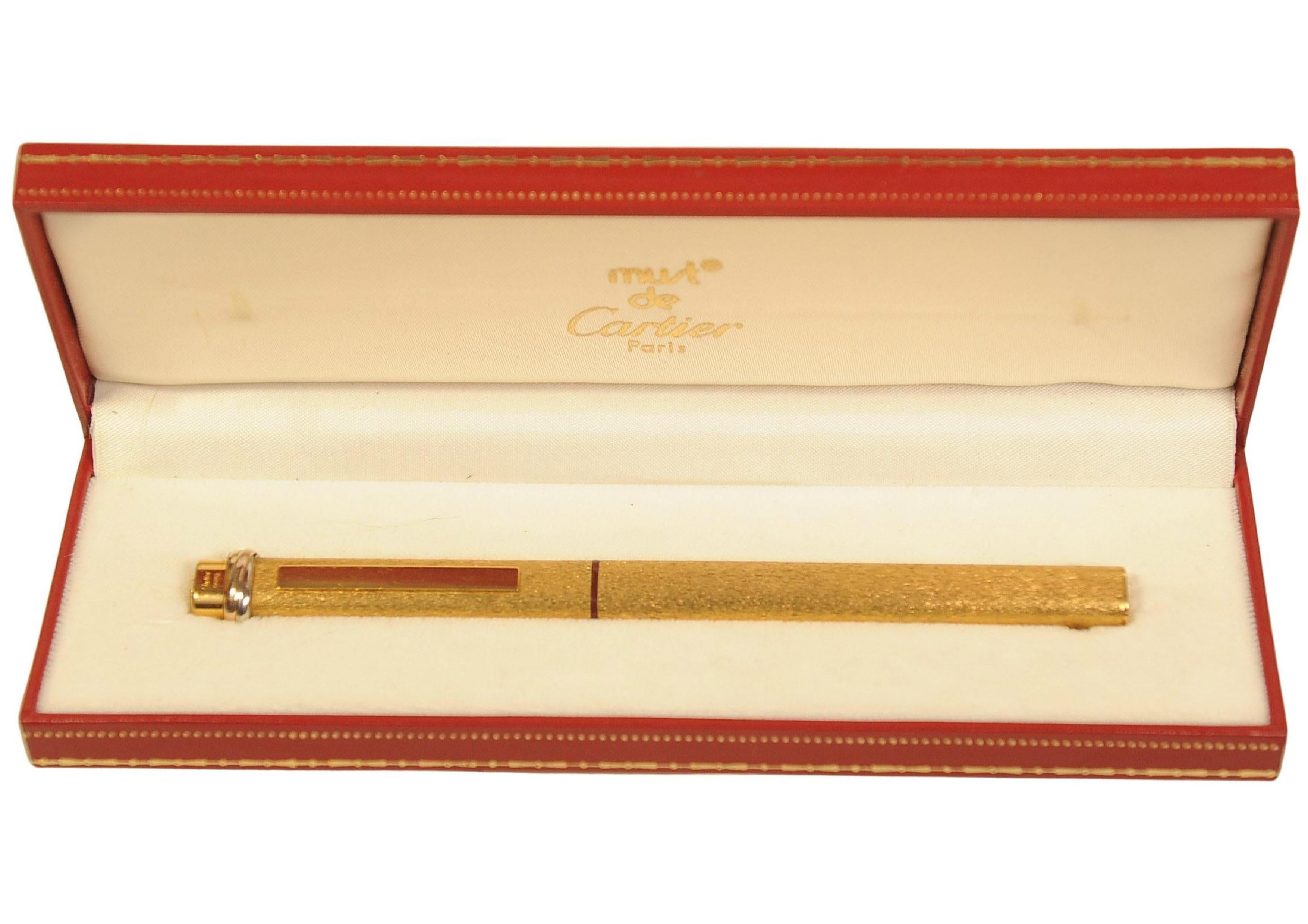 Klassische Cartier 18ct Gold plattiert Vendome Trinity Rollerball Pen & Box im Angebot 1