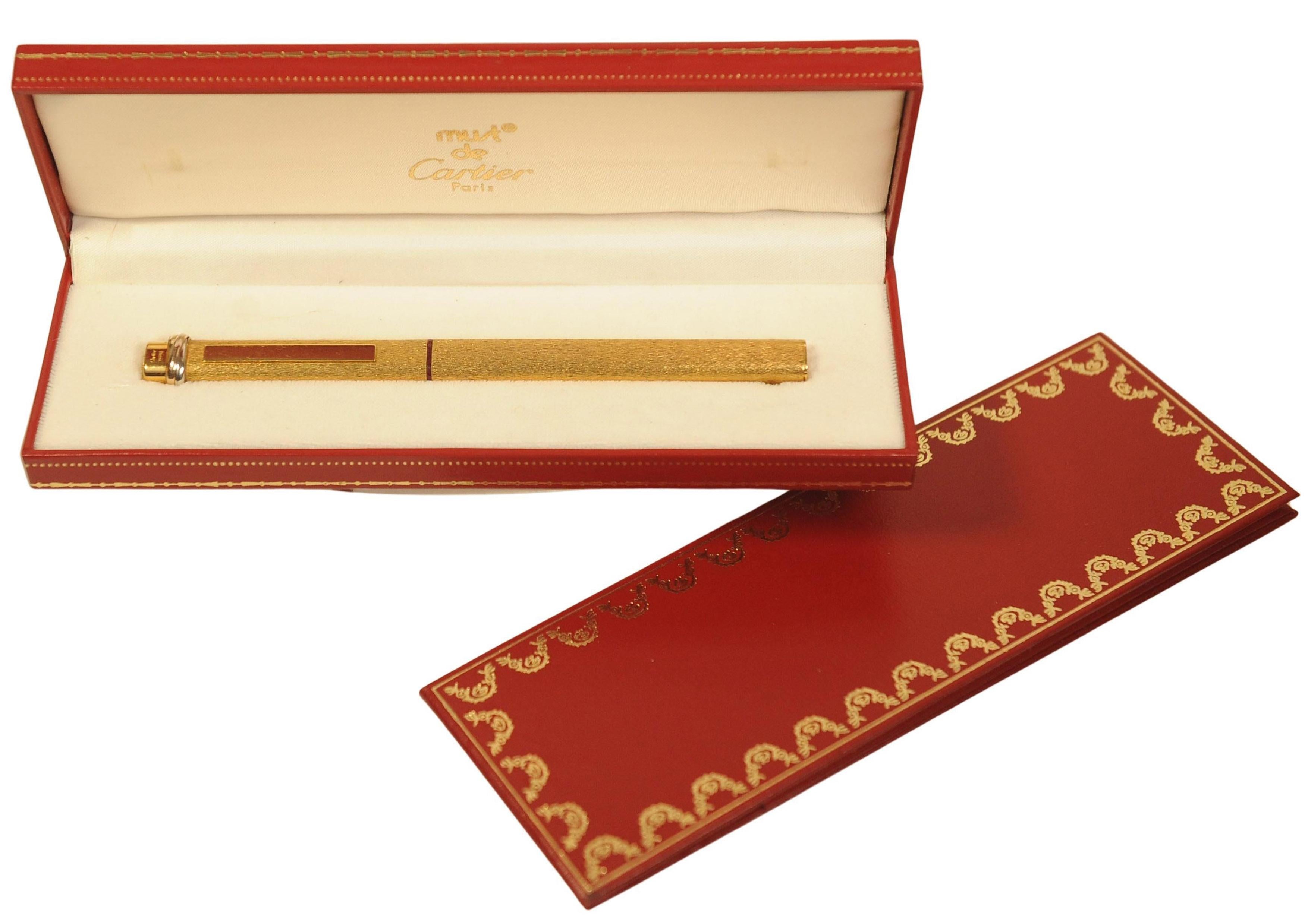 Classic Cartier 18ct Gold Plated Vendome Trinity Rollerball Pen 1