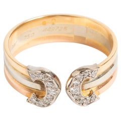 Classic Cartier Diamond Double 
C
 Ring, 18K Tri-Colour Gold