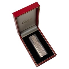 Classic Cartier Silver Plated Cigarette Lighter & Red Cartier Box Serviced