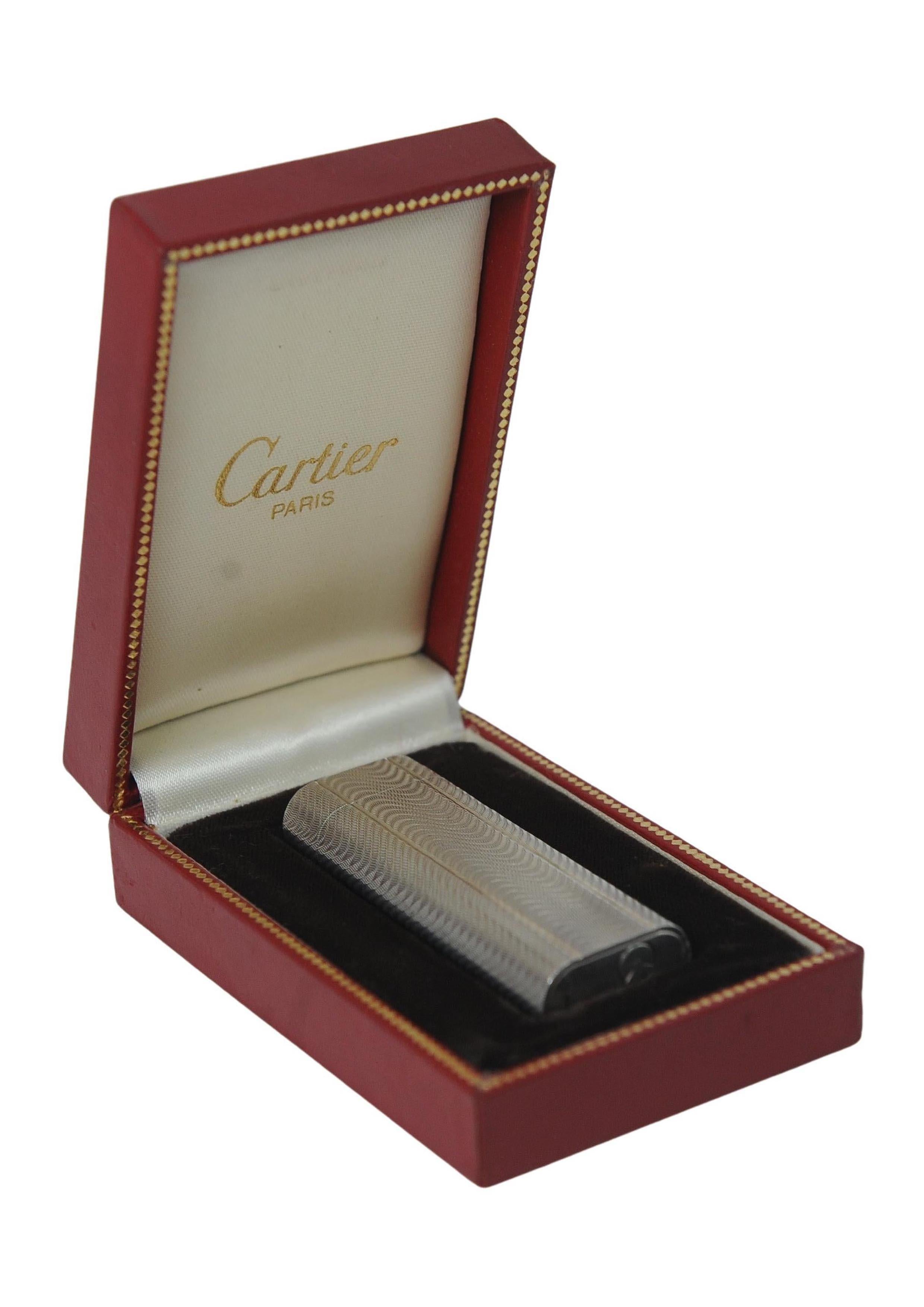 Classic Cartier Silver Plated Cigarette Lighter With Cartier Box And Papers in vendita 3