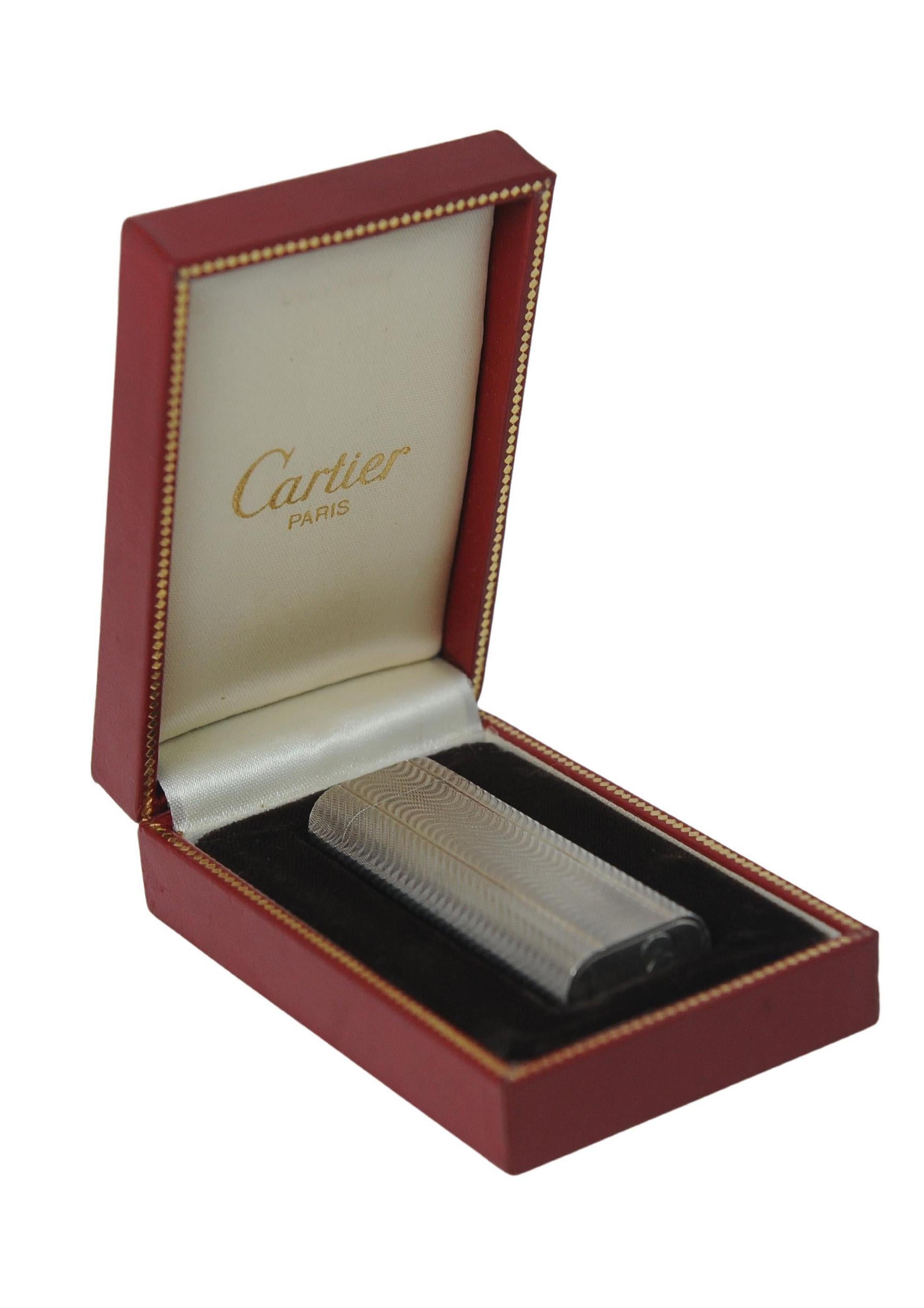 Classic Cartier Silver Plated Cigarette Lighter With Cartier Box And Papers in vendita 4