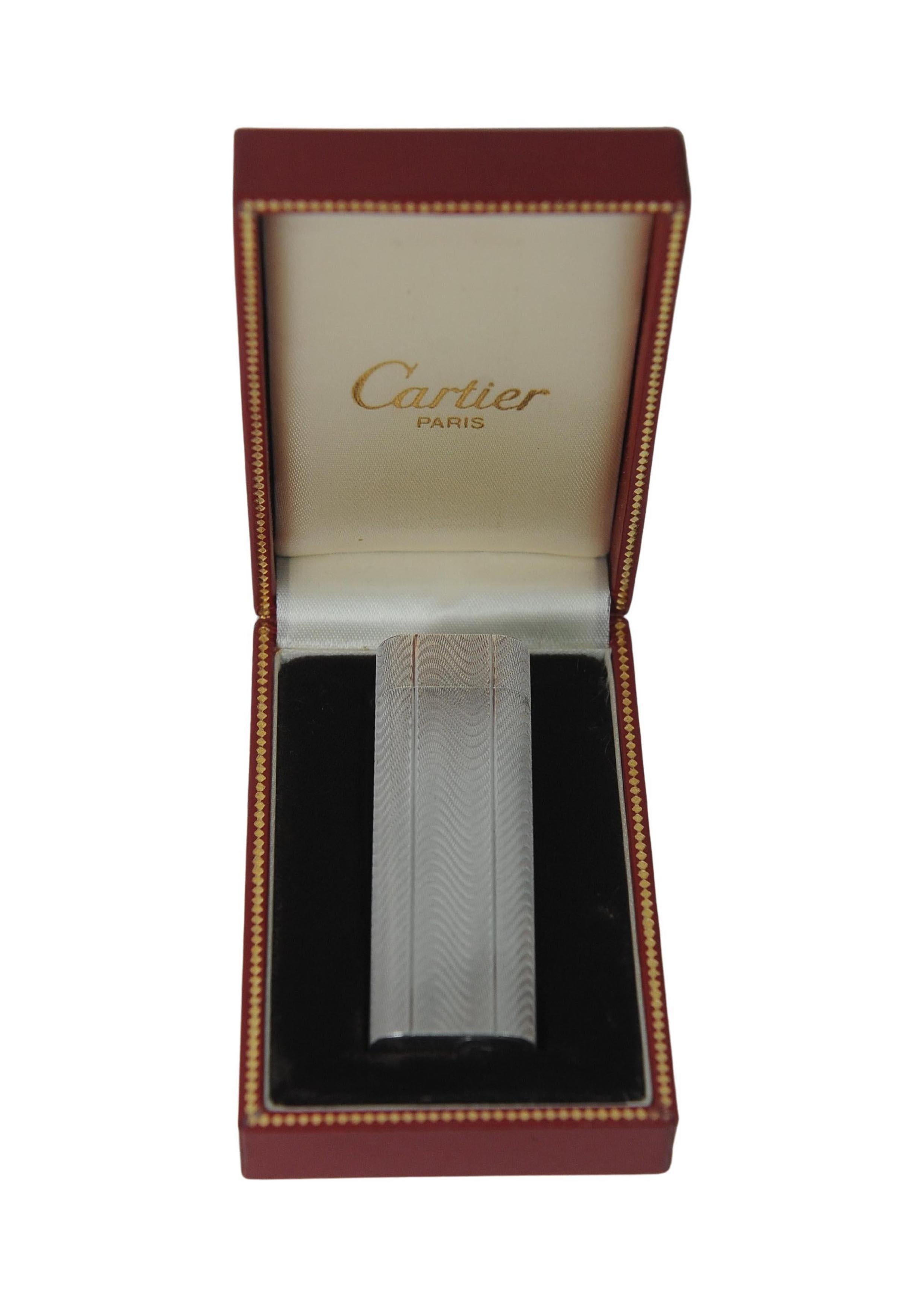 Classic Cartier Silver Plated Cigarette Lighter With Cartier Box And Papers in vendita 1