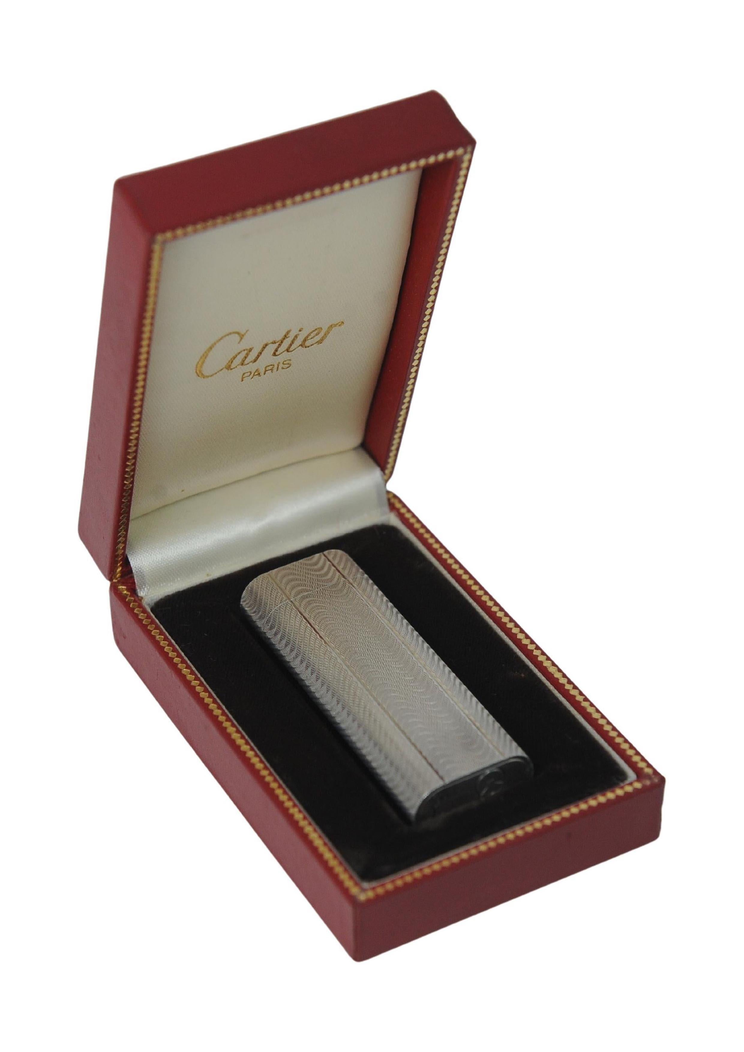 Classic Cartier Silver Plated Cigarette Lighter With Cartier Box And Papers in vendita 2