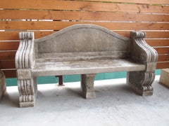 Classic Carved Limestone Park Bench from Northern Italy