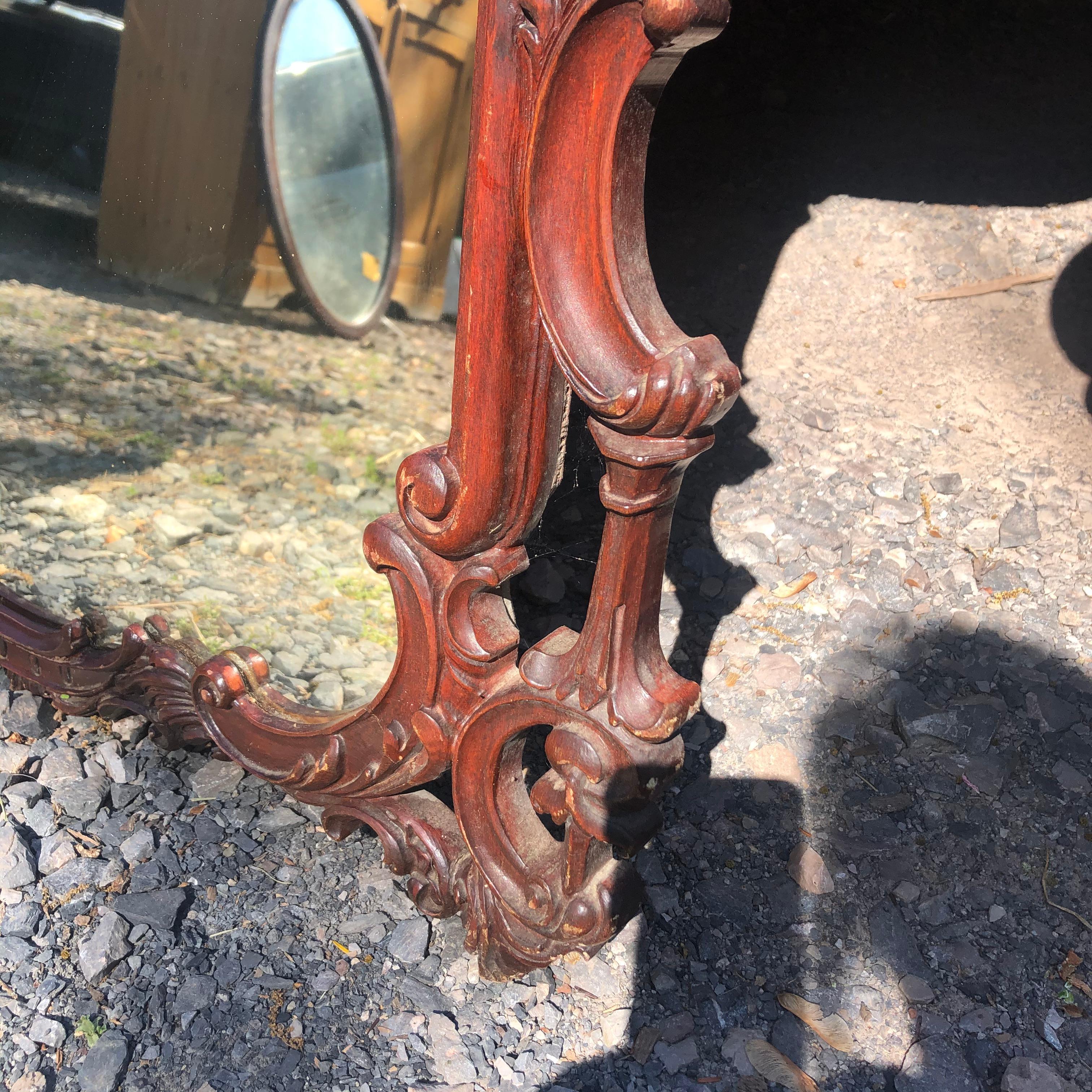 Classic Carved Wood Pagoda Style Mirror In Good Condition For Sale In Hopewell, NJ