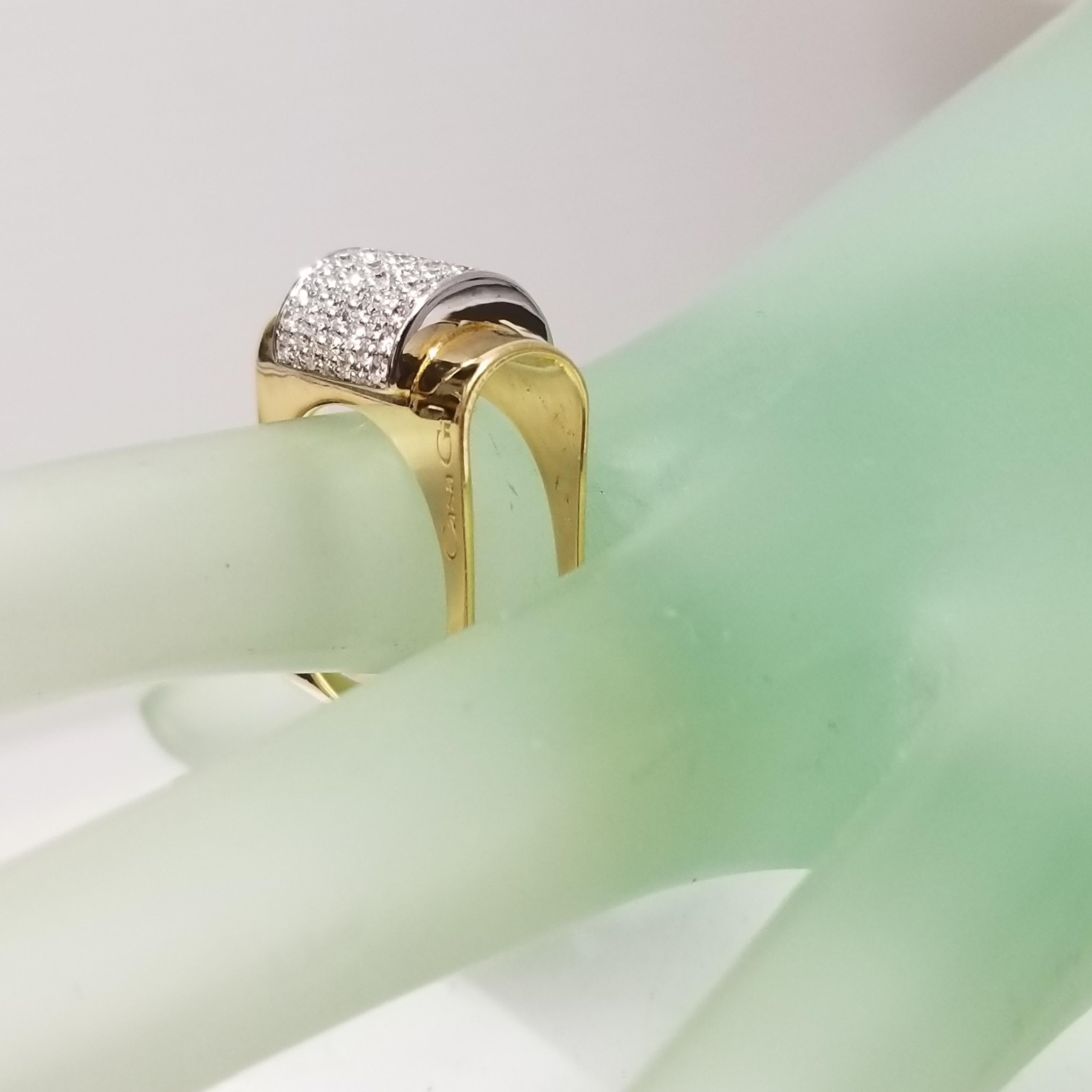 Classic Casa Gi. 18 Karat Yellow Gold and Diamond Unique Open Design Ring For Sale 4