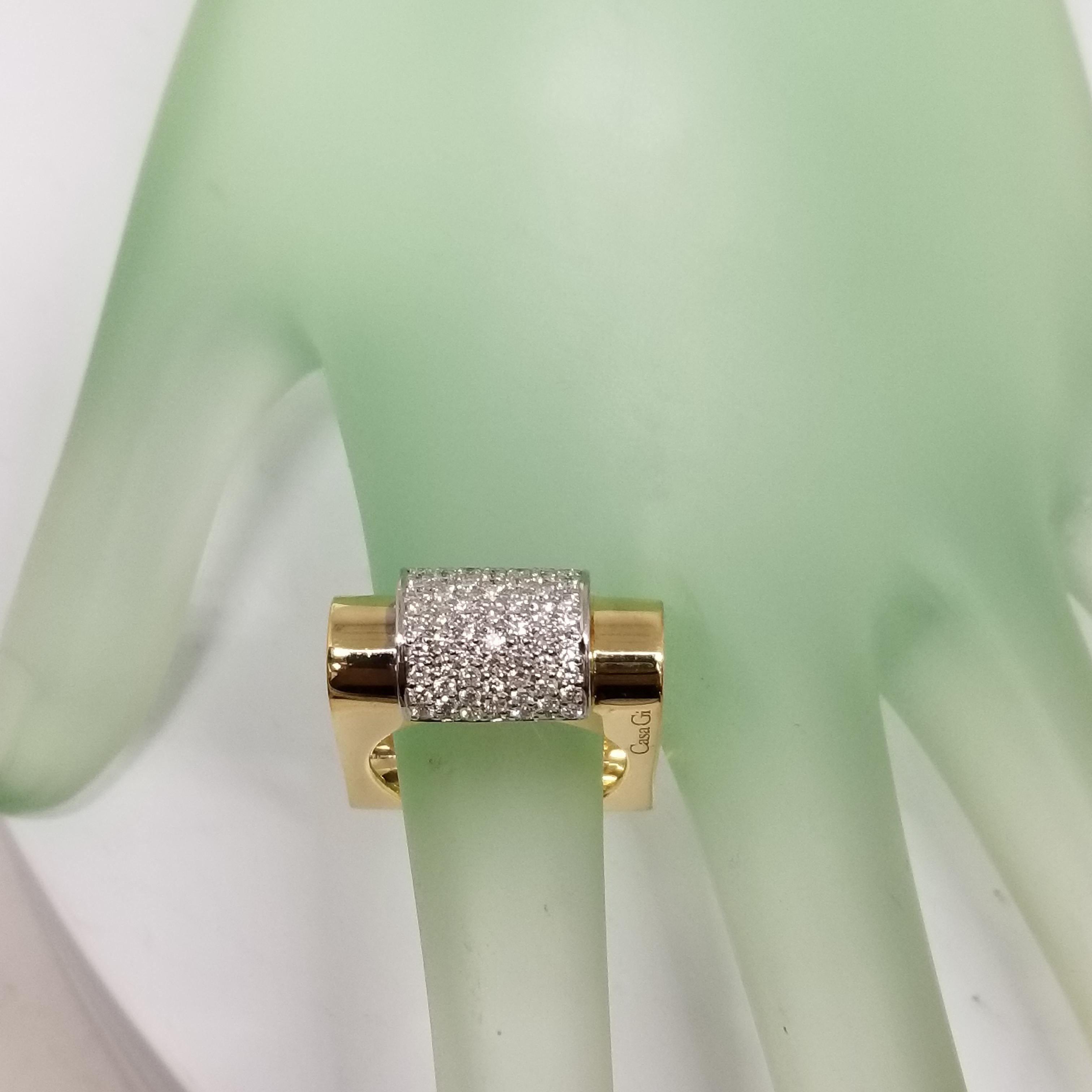 Classic Casa Gi. 18 Karat Yellow Gold and Diamond Unique Open Design Ring For Sale 2