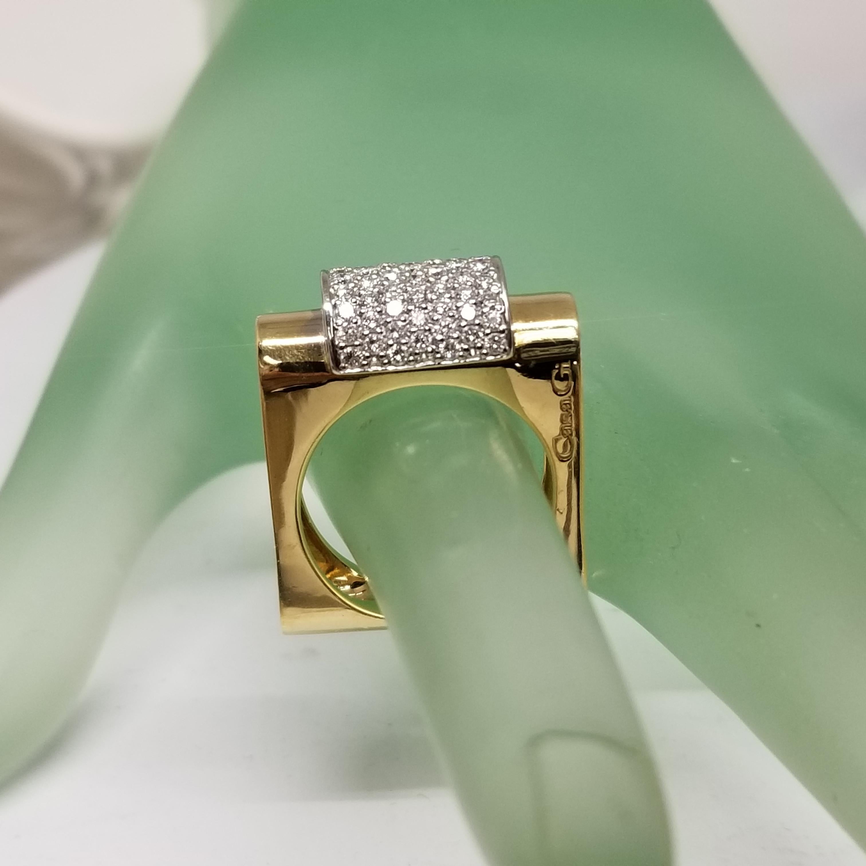 Classic Casa Gi. 18 Karat Yellow Gold and Diamond Unique Open Design Ring For Sale 3