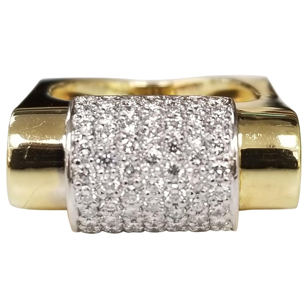 Classic Casa Gi. 18 Karat Yellow Gold and Diamond Unique Open Design Ring