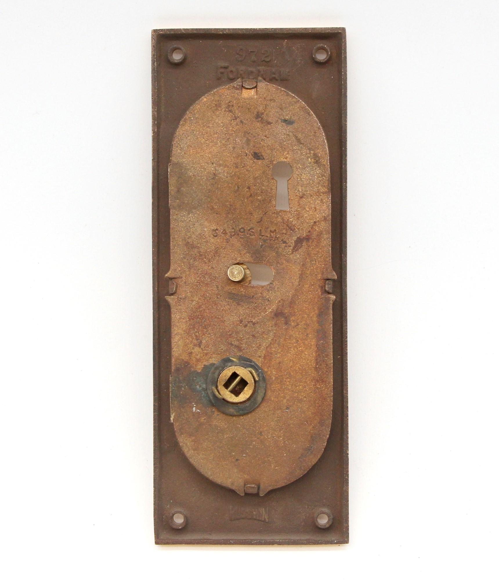 American Classic Cast Brass Antique Pocket Door Plate with Key Hole and Latch
