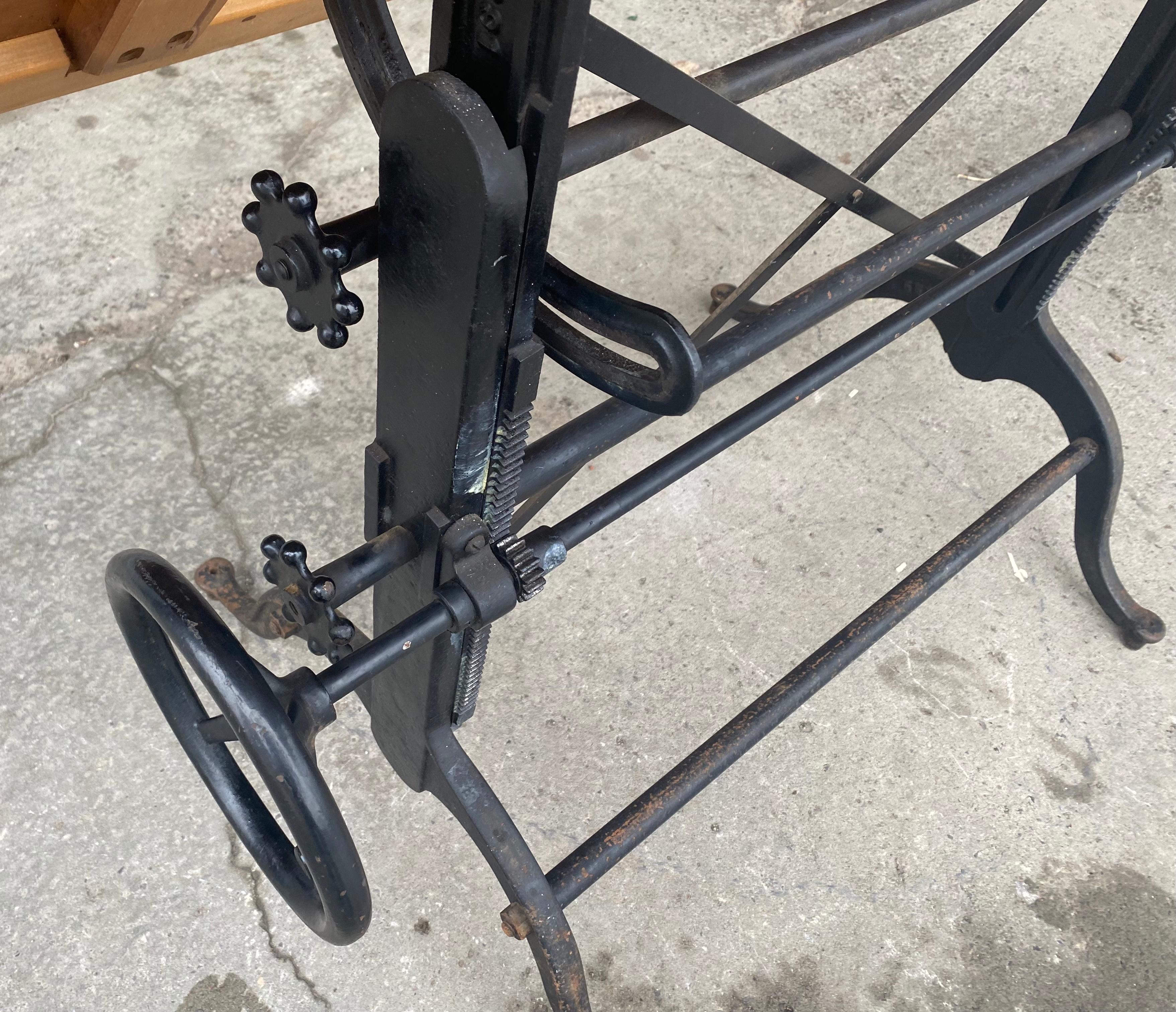 Classic Cast Iron and Wood Industrial Drafting Table by Frederick Post Co. In Good Condition In Buffalo, NY