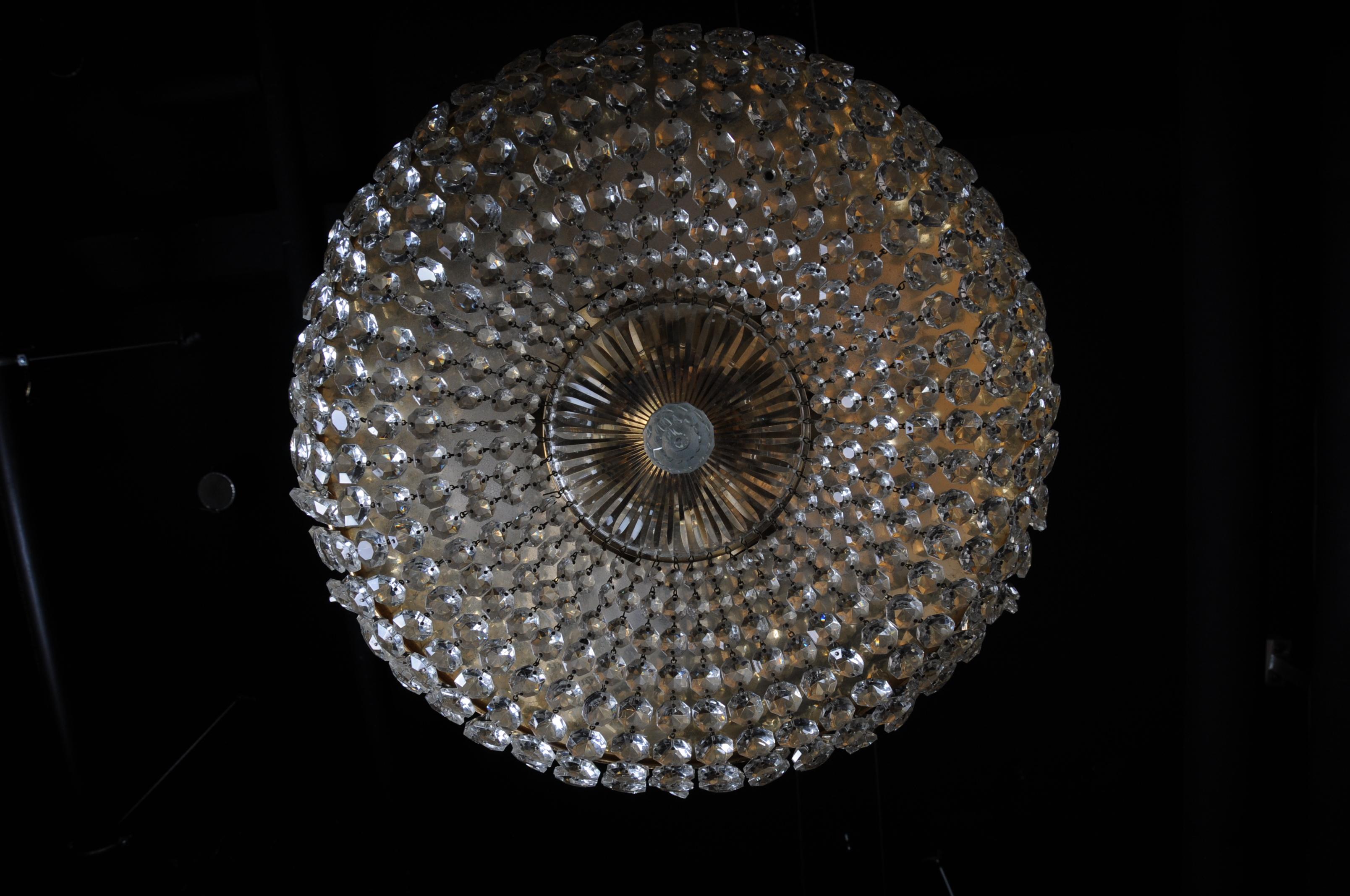 Classic Ceiling Lamp / Ceiling Brass / Crystal In Good Condition In Berlin, DE
