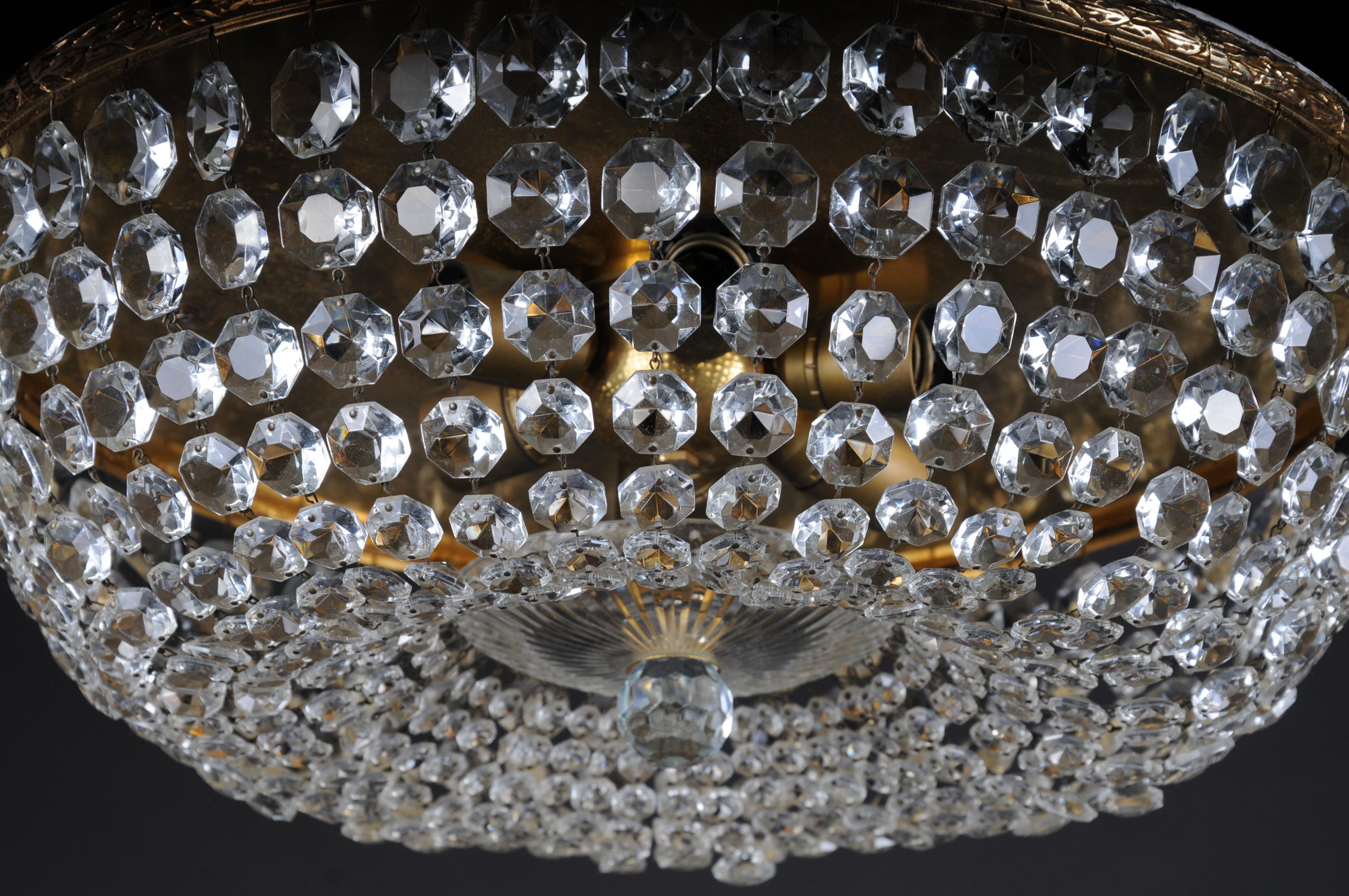 20th Century Classic Ceiling Lamp / Ceiling Brass / Crystal