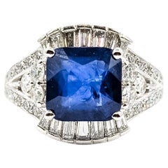 Classic Ceylon Sapphire & Diamond Platinum Ring - GIA 5231723022