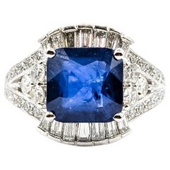 Klassischer Ceylon Saphir & Diamant Ring in Platin- GIA 5231723022