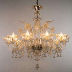 Classic Chandelier 10 Arms Clear and Gold Glass with Rings by Multiforme
