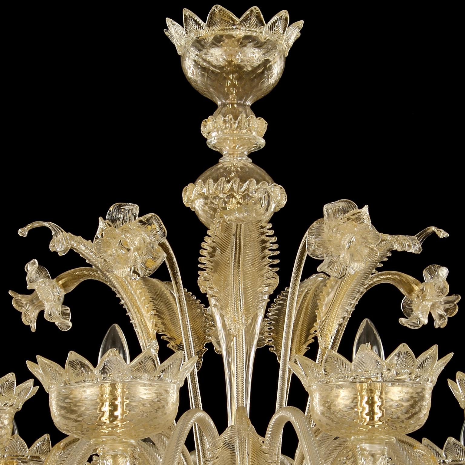 Lampadario classico a 10 bracci in vetro di Murano oro Decorazioni fatte a mano da Multiforme In condizioni Nuovo in vendita a Trebaseleghe, IT