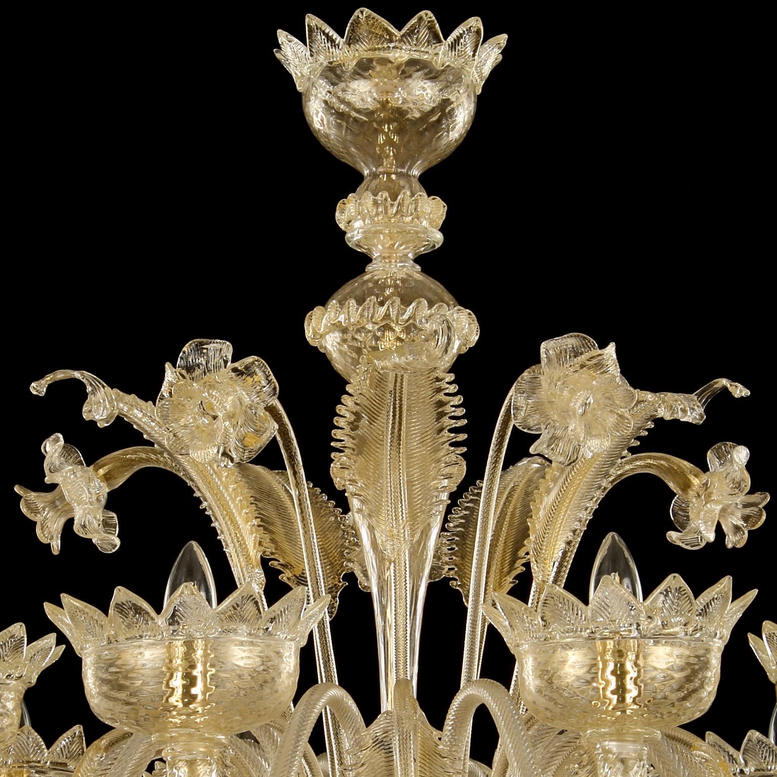 Classic Chandelier 10 Arms Gold Murano Glass Handmade Decorations by Multiforme In New Condition For Sale In Trebaseleghe, IT