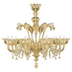 Classic Chandelier 10 Arms Gold Murano Glass Handmade Decorations by Multiforme