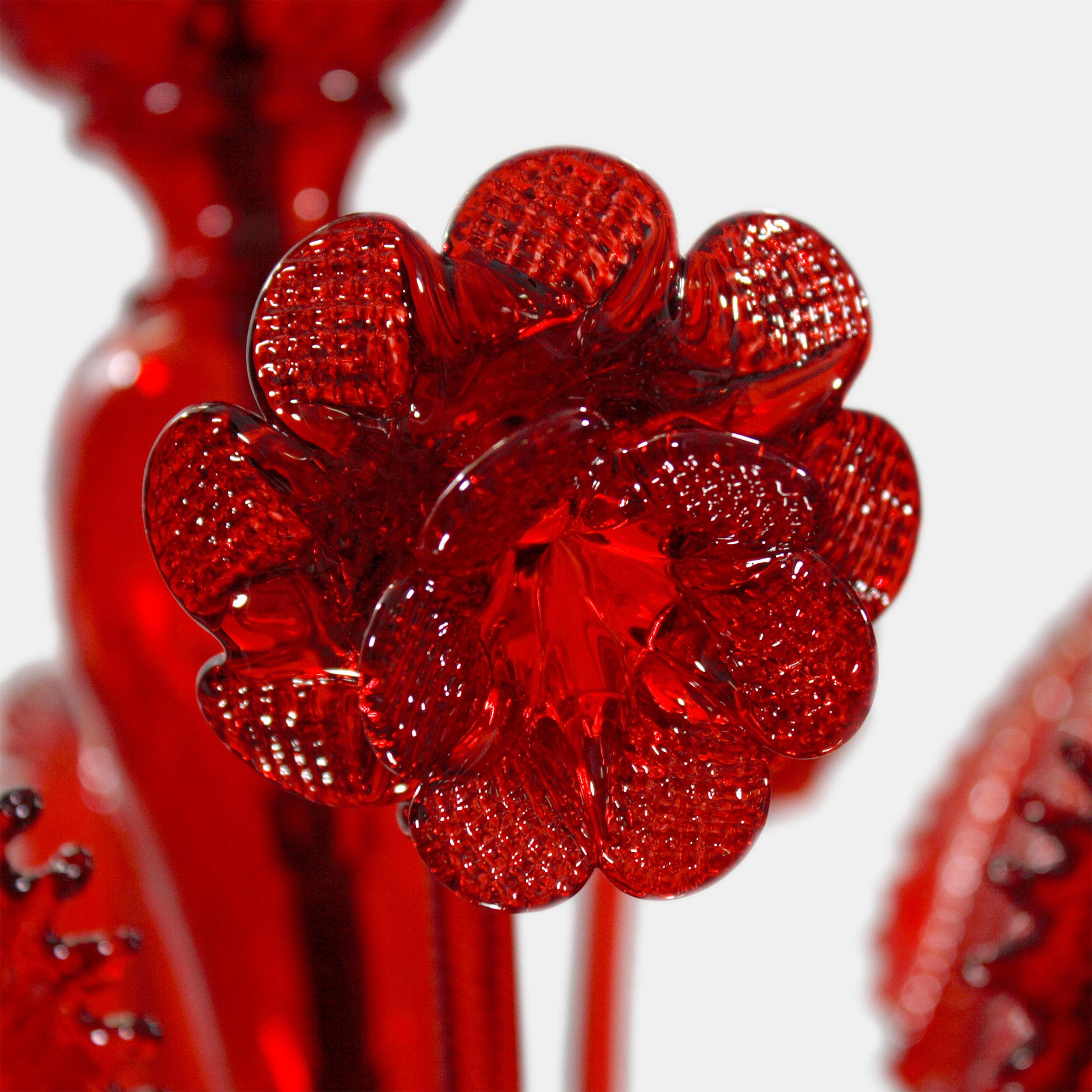 Lampadario classico a 10 bracci in vetro di Murano rosso, decorazioni fatte a mano da Multiforme In condizioni Nuovo in vendita a Trebaseleghe, IT