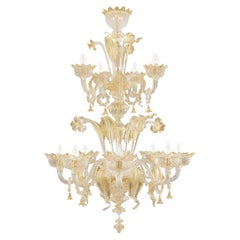 Classic Chandelier 12 Arms clear and gold Murano Glass by Multiforme  