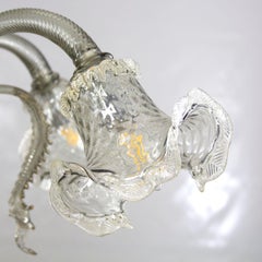 Classic Chandelier 5 Arms, light grey-gold Murano Glass by Multiforme in stock