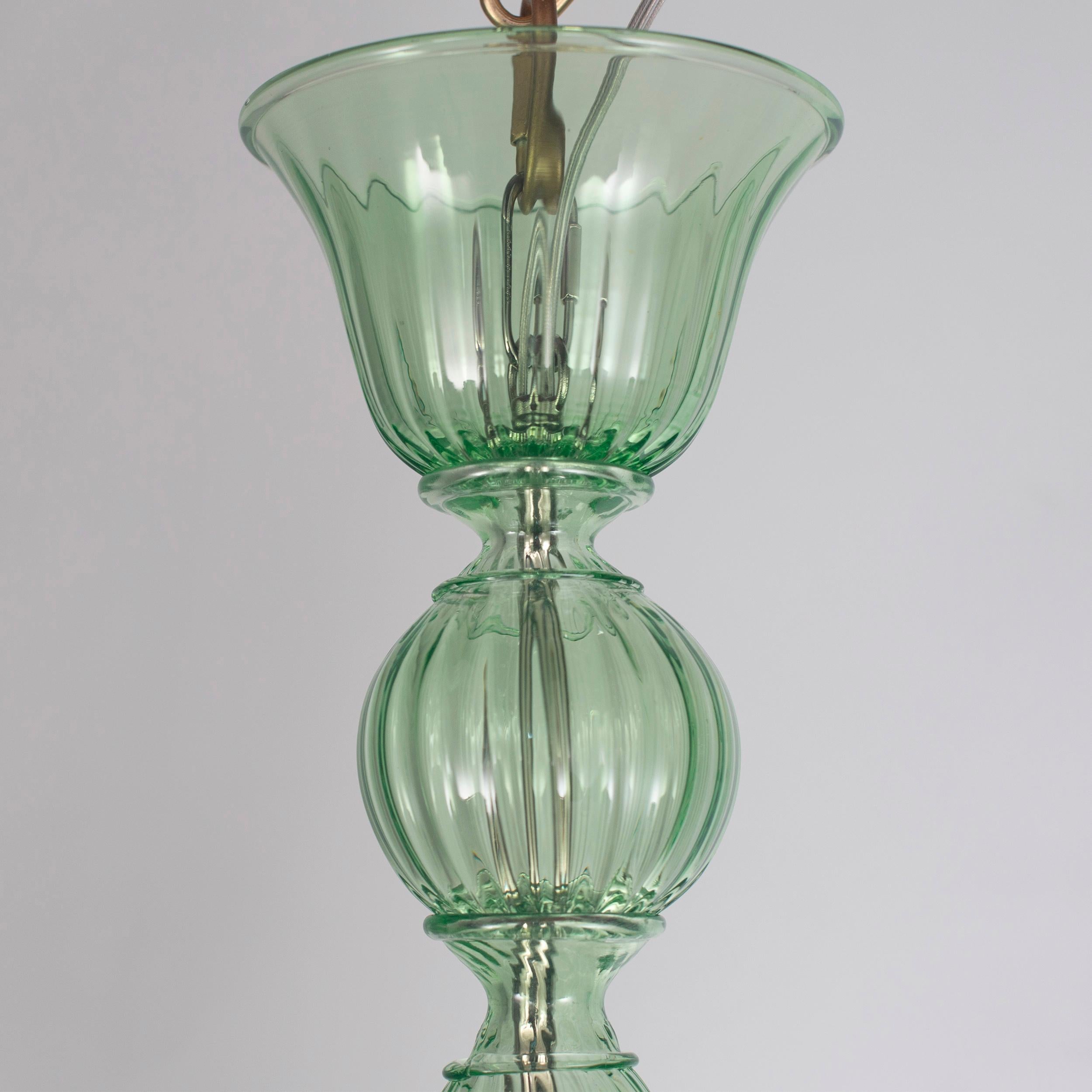 Other Classic Chandelier, 5 Arms Green Murano Glass Simplicissimus by Multiforme For Sale