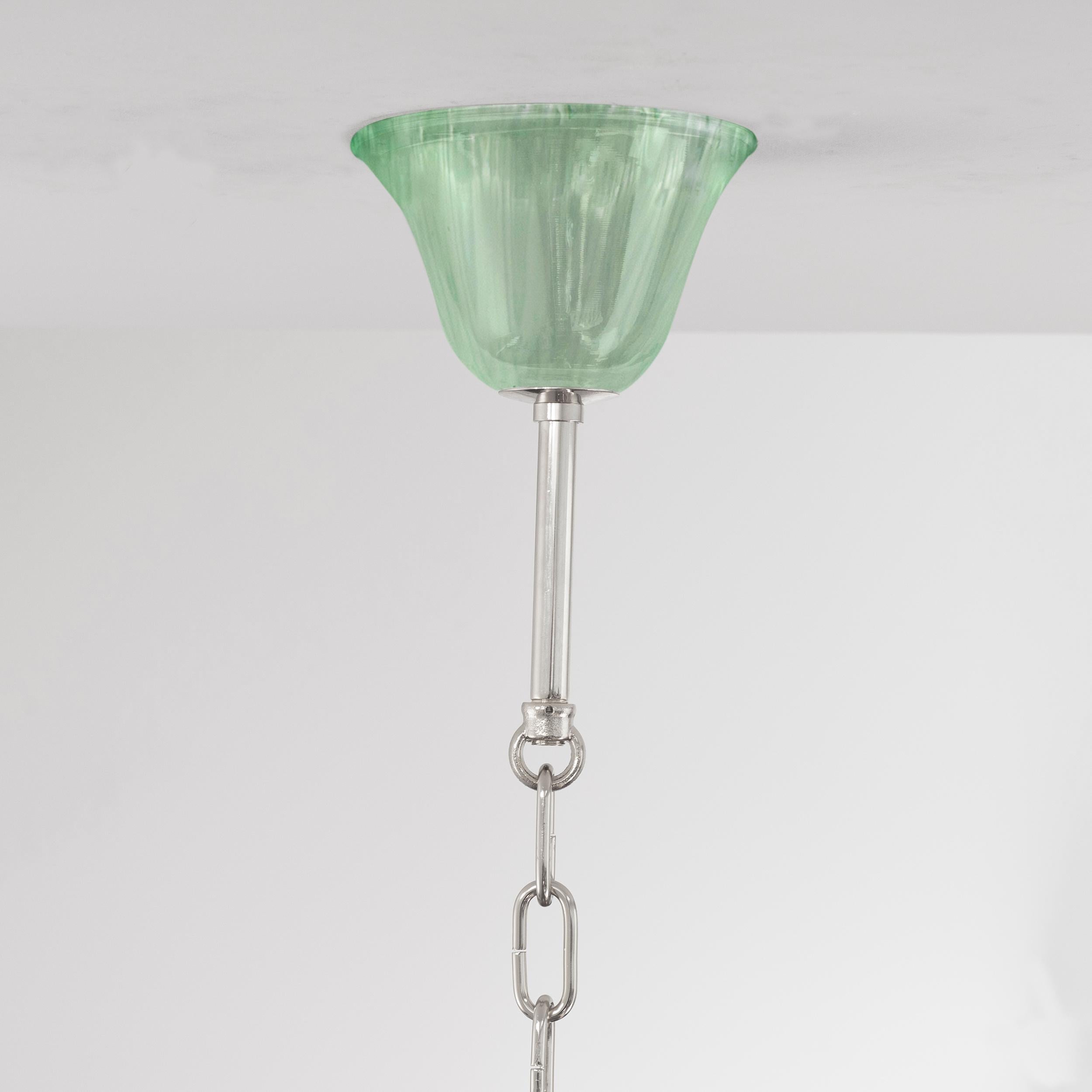 Classic Chandelier, 5 Arms Green Murano Glass Simplicissimus by Multiforme For Sale 2