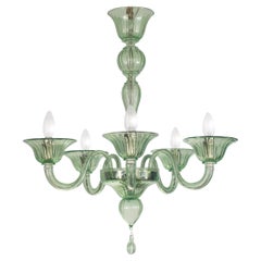Classic Chandelier, 5 Arms Green Murano Glass Simplicissimus by Multiforme