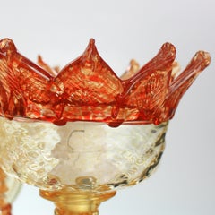 Classic Chandelier 6 Arms Amber-Red Murano Glass by Multiforme