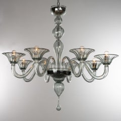 Classic Chandelier, 8 Arms Green Murano Glass Simplicissimus by Multiforme