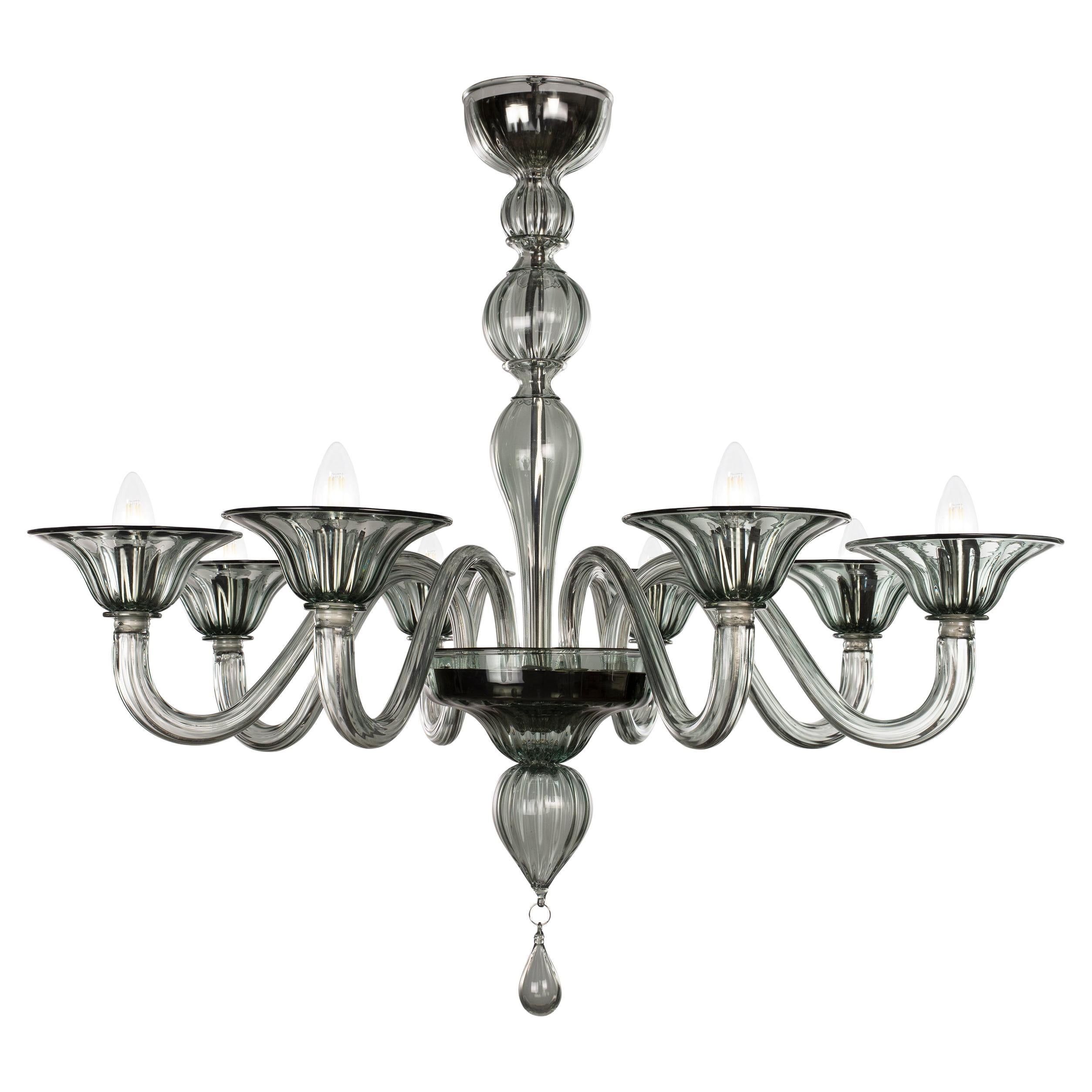 Classic Chandelier, 8 Arms Green Murano Glass Simplicissimus by Multiforme